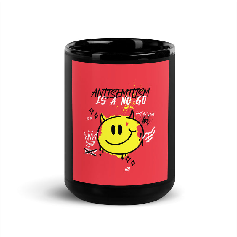 No Go Graffiti Doodle | Antisemitism | Black Glossy Mug