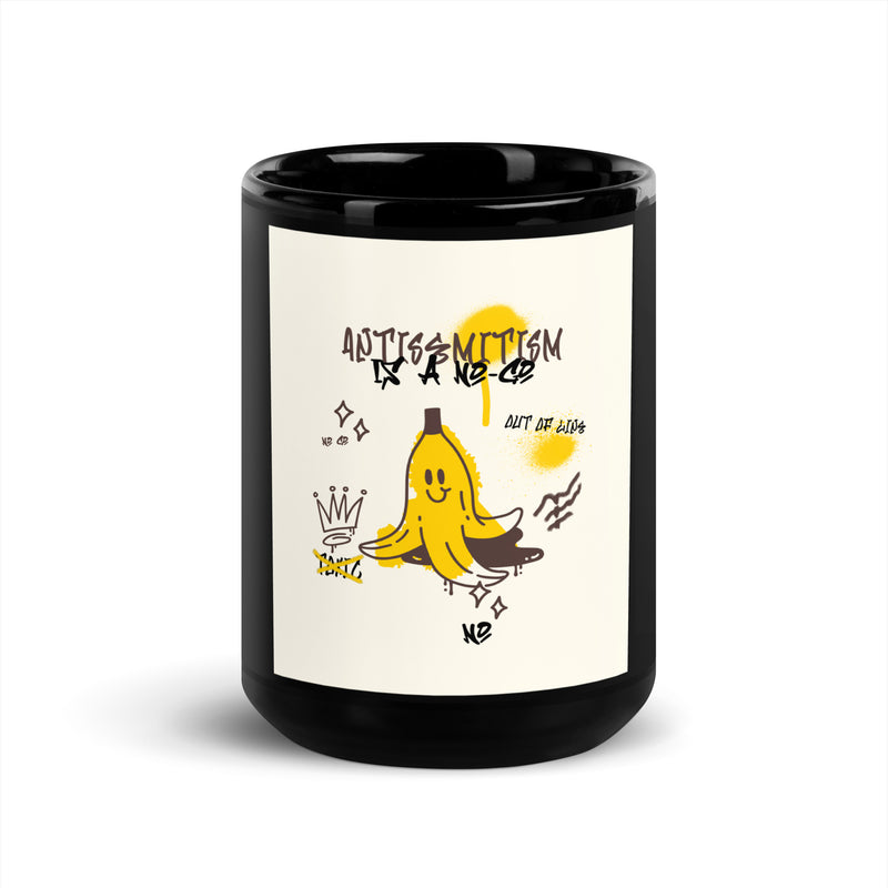 No Go Graffiti Doodle | Antisemitism | Black Glossy Mug