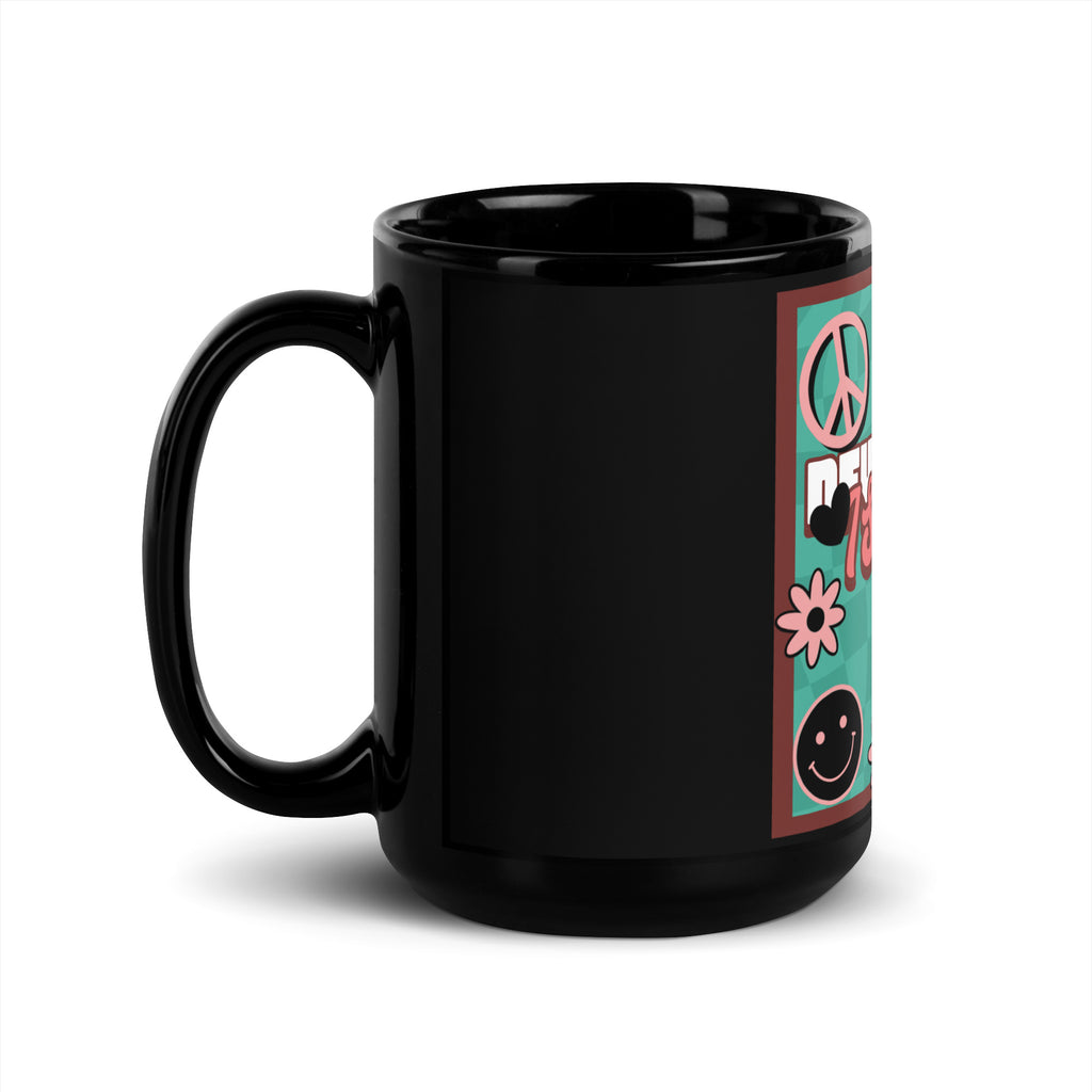 Never Again | Retro-Green Style | Black Glossy Mug Jouparty