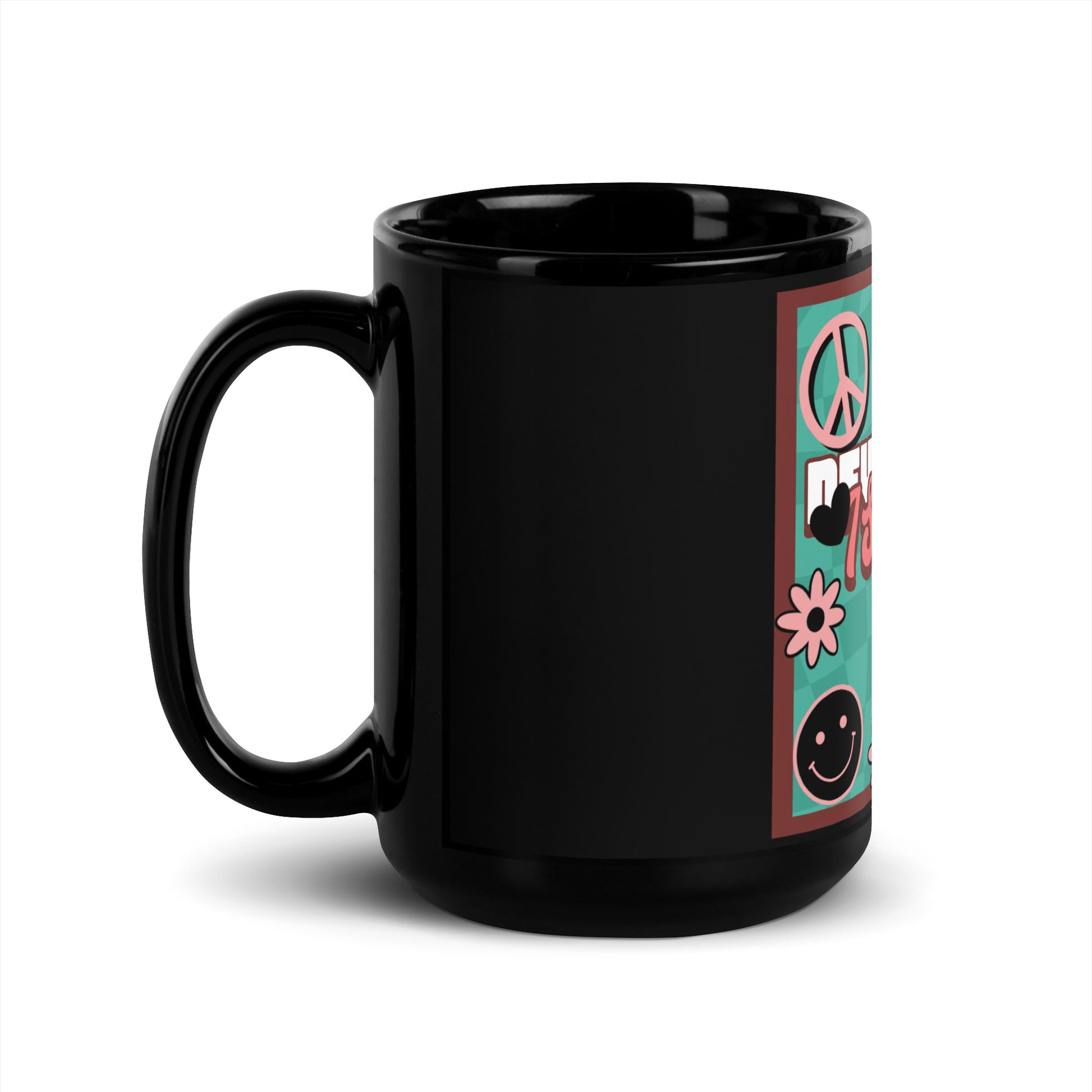 Never Again | Retro-Green Style | Black Glossy Mug Jouparty
