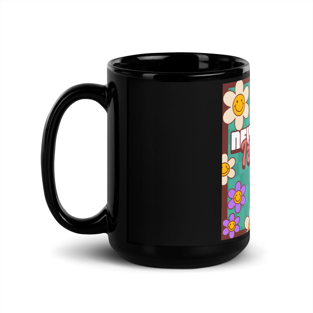 Never Again | Retro-Green Style | Black Glossy Mug