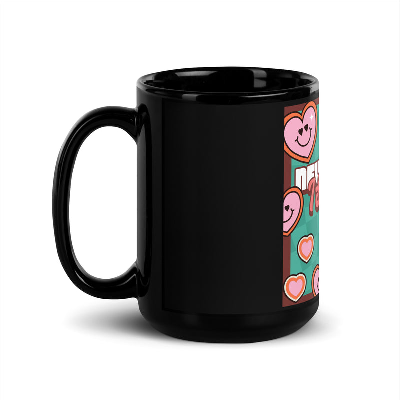 Never Again | Retro-Green Style | Black Glossy Mug