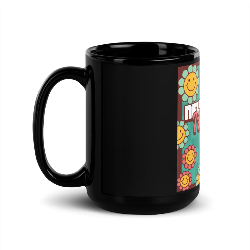 Never Again | Retro-Green Style | Black Glossy Mug