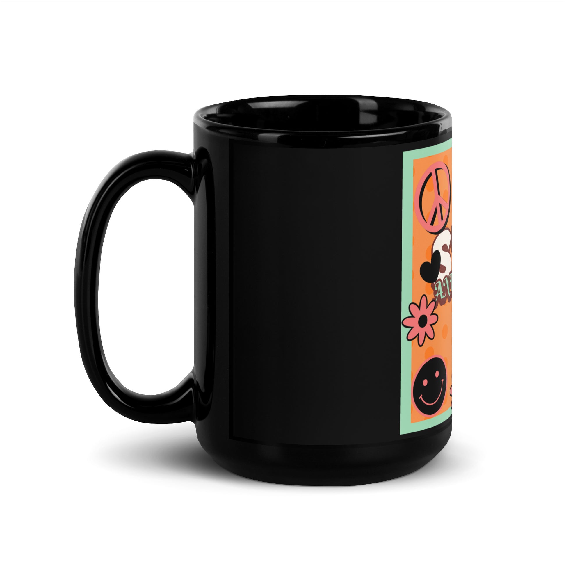 Antisemitism | Retro-Orange Style | Black Glossy Mug Jouparty