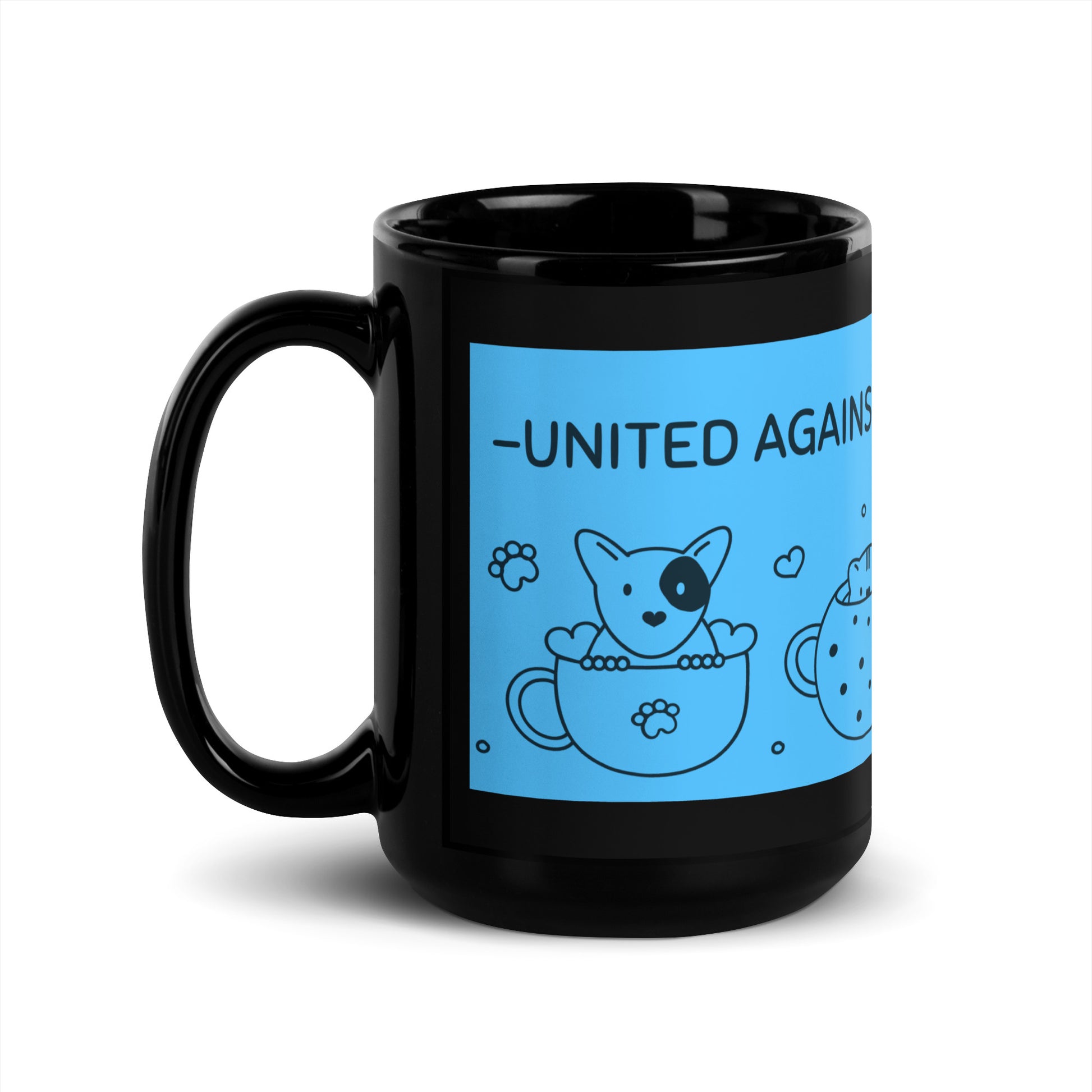 Cute Doodle Pet | Black Glossy Mug