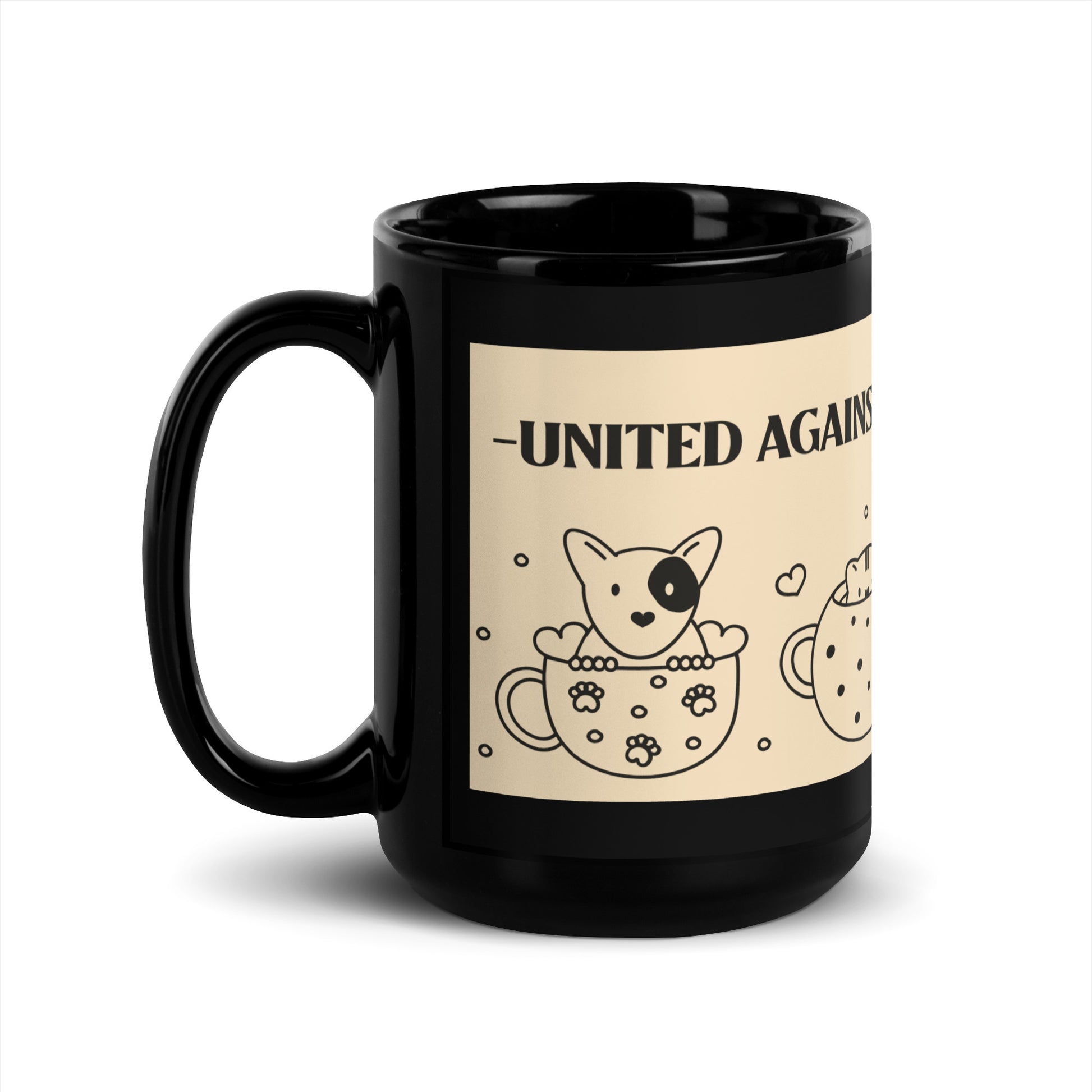 Cute Doodle Pet | Black Glossy Mug