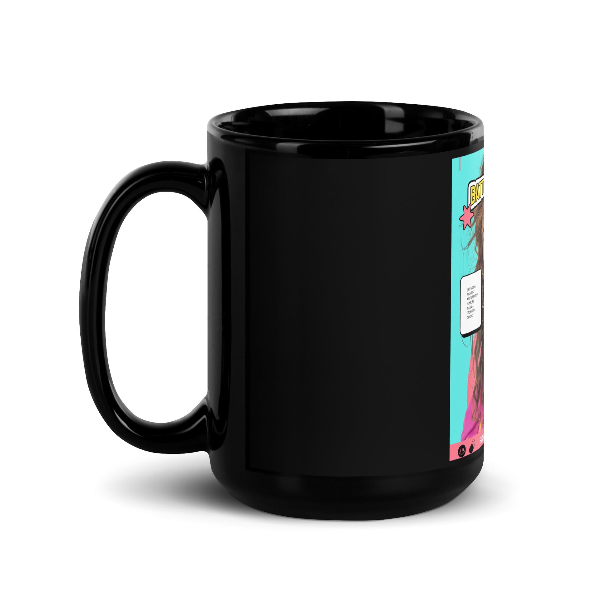 80's Fashion Trend | Battle Antisemitism | Black Glossy Mug