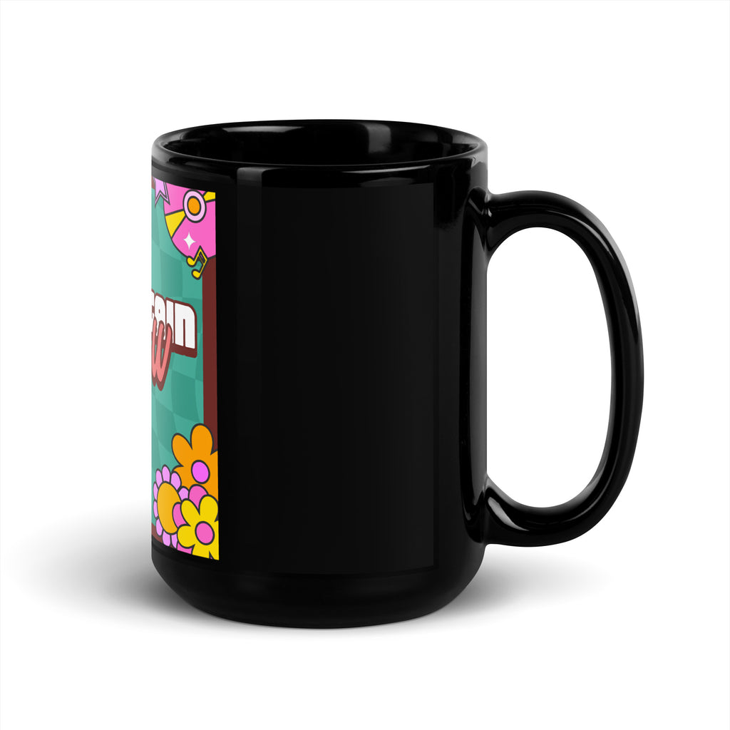 Never Again | Retro-Green Style | Black Glossy Mug
