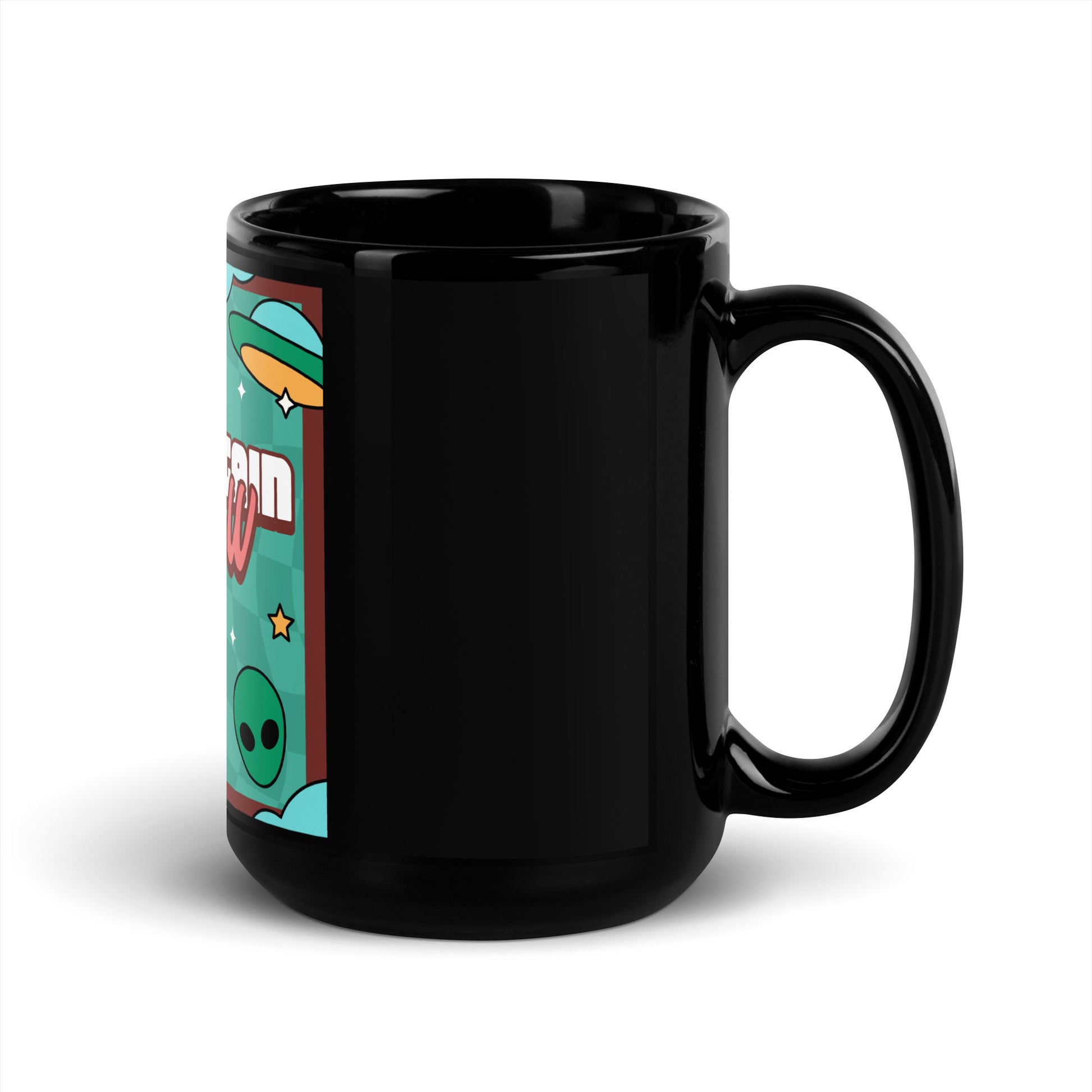 Never Again | Retro-Green Style | Black Glossy Mug Jouparty