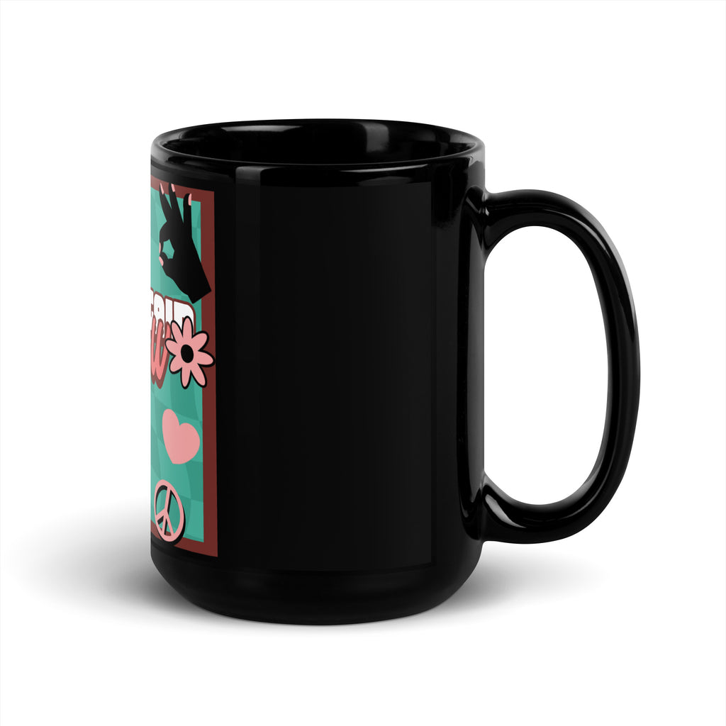Never Again | Retro-Green Style | Black Glossy Mug Jouparty