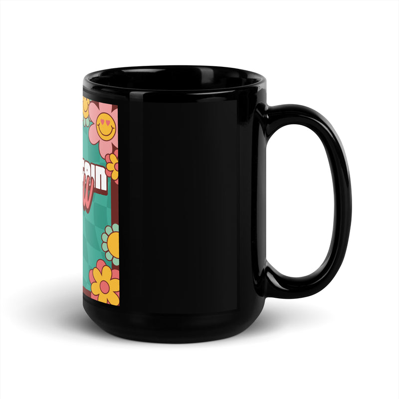 Never Again | Retro-Green Style | Black Glossy Mug