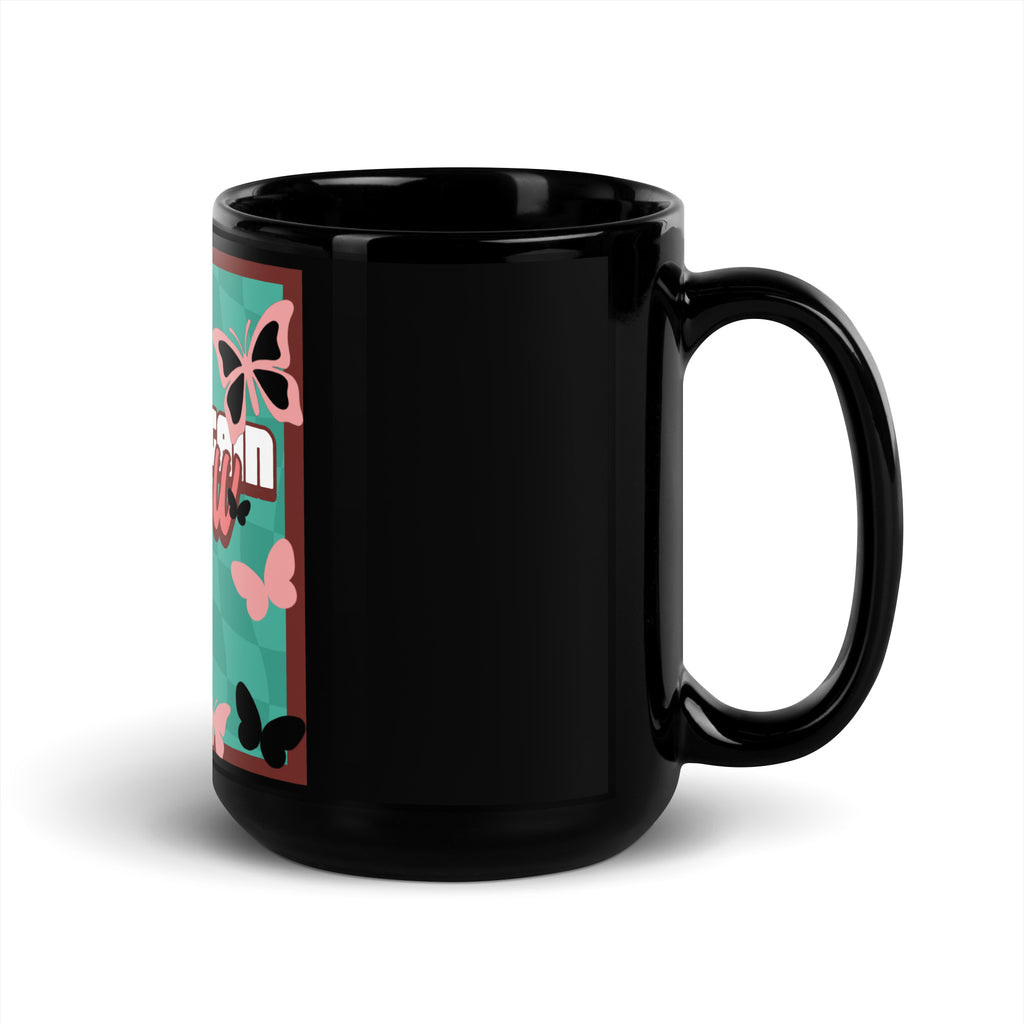 Never Again | Retro-Green Style | Black Glossy Mug Jouparty