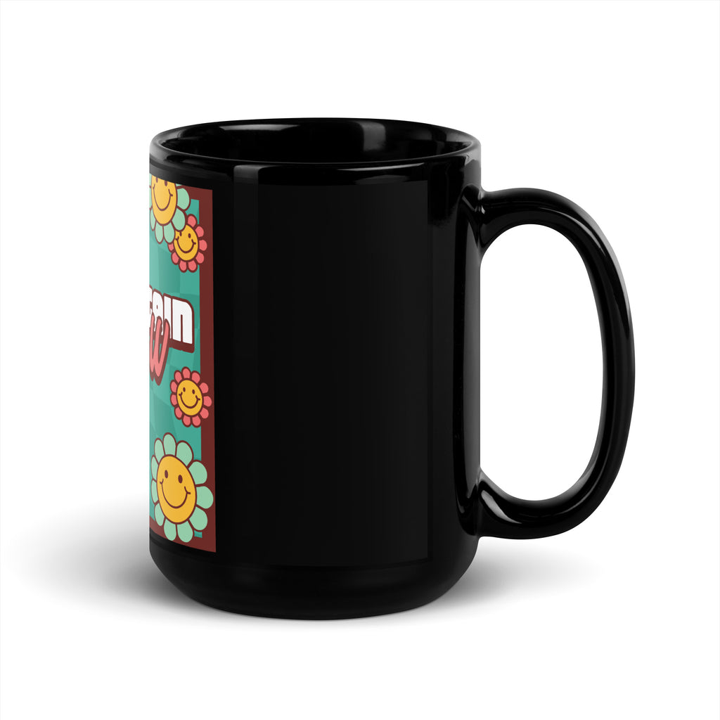 Never Again | Retro-Green Style | Black Glossy Mug Jouparty