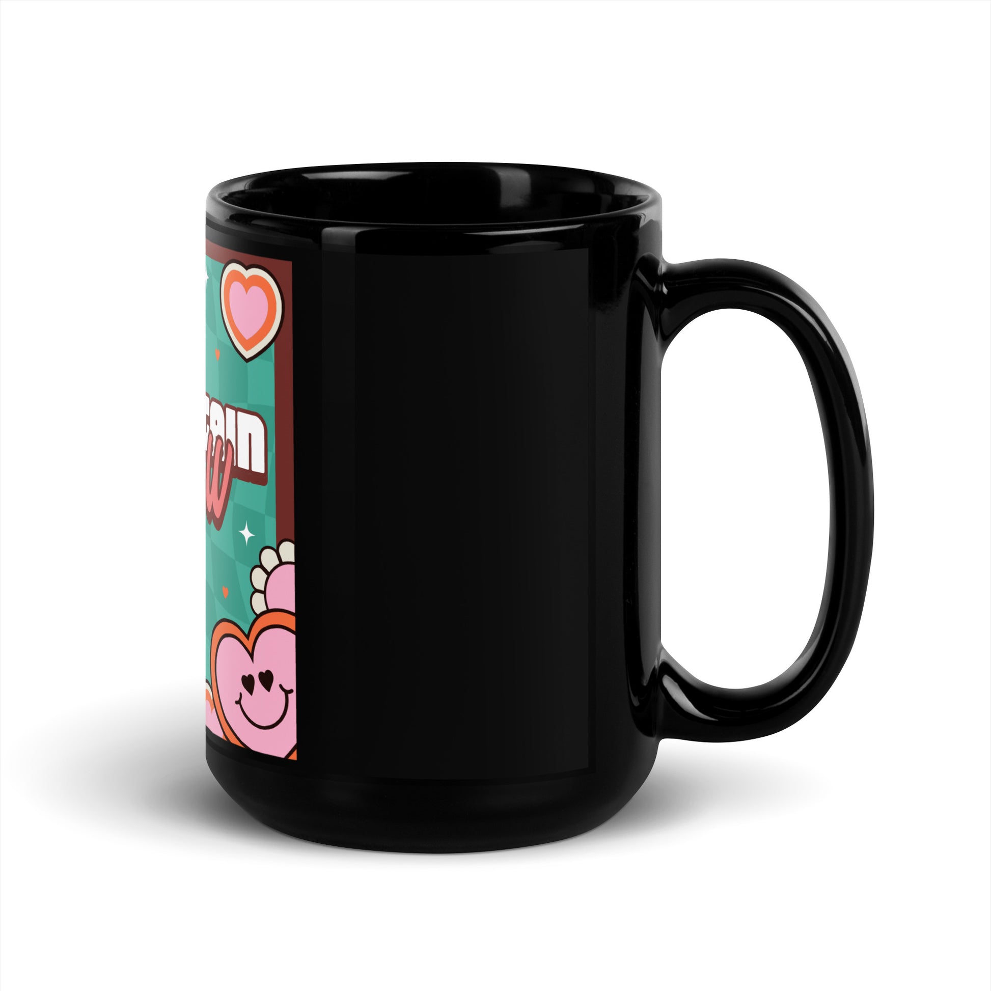 Never Again | Retro-Green Style | Black Glossy Mug Jouparty