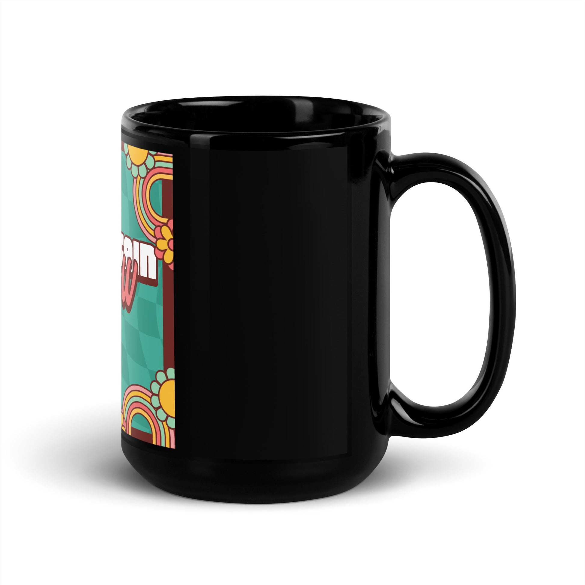 Never Again | Retro-Green Style | Black Glossy Mug