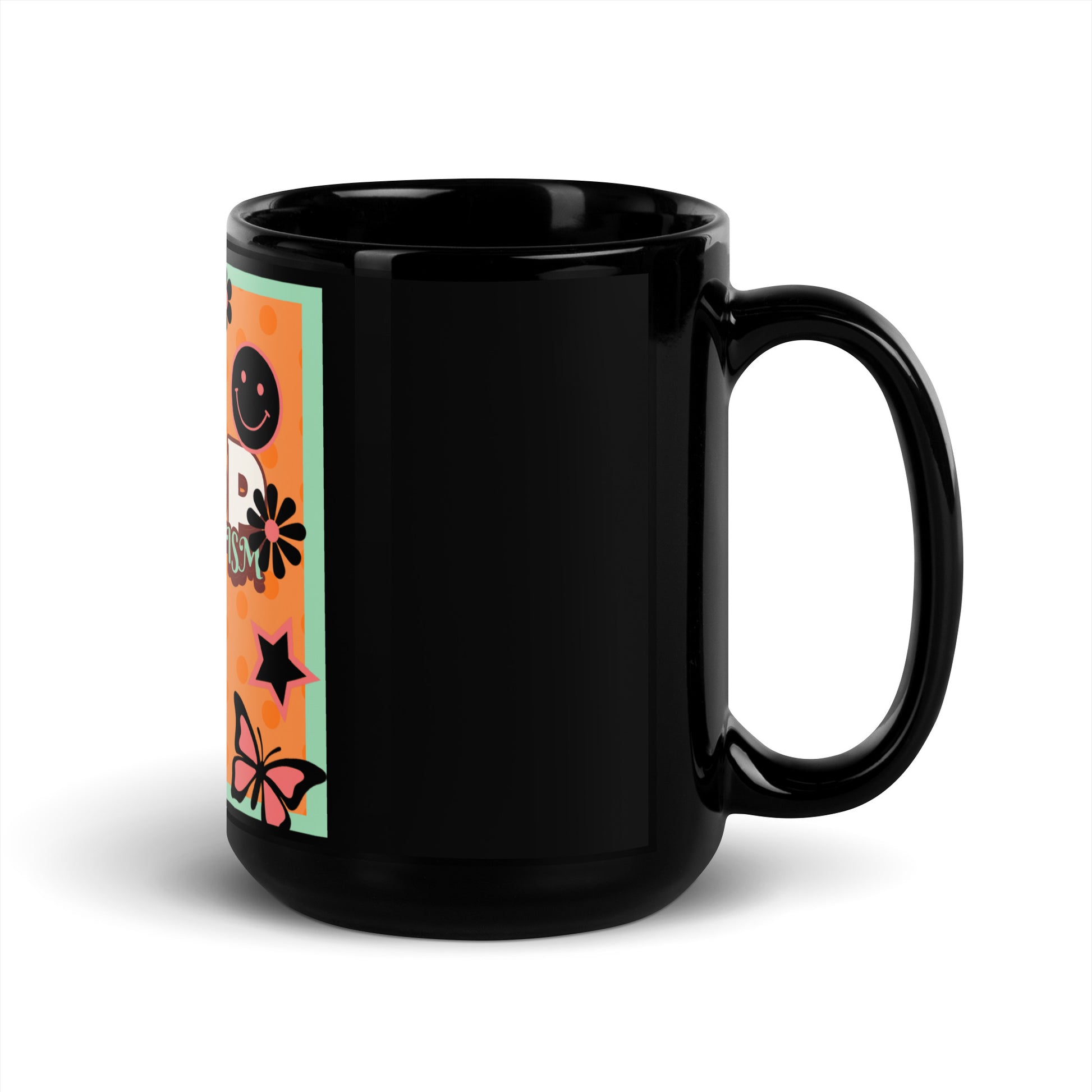 Antisemitism | Retro-Orange Style | Black Glossy Mug Jouparty