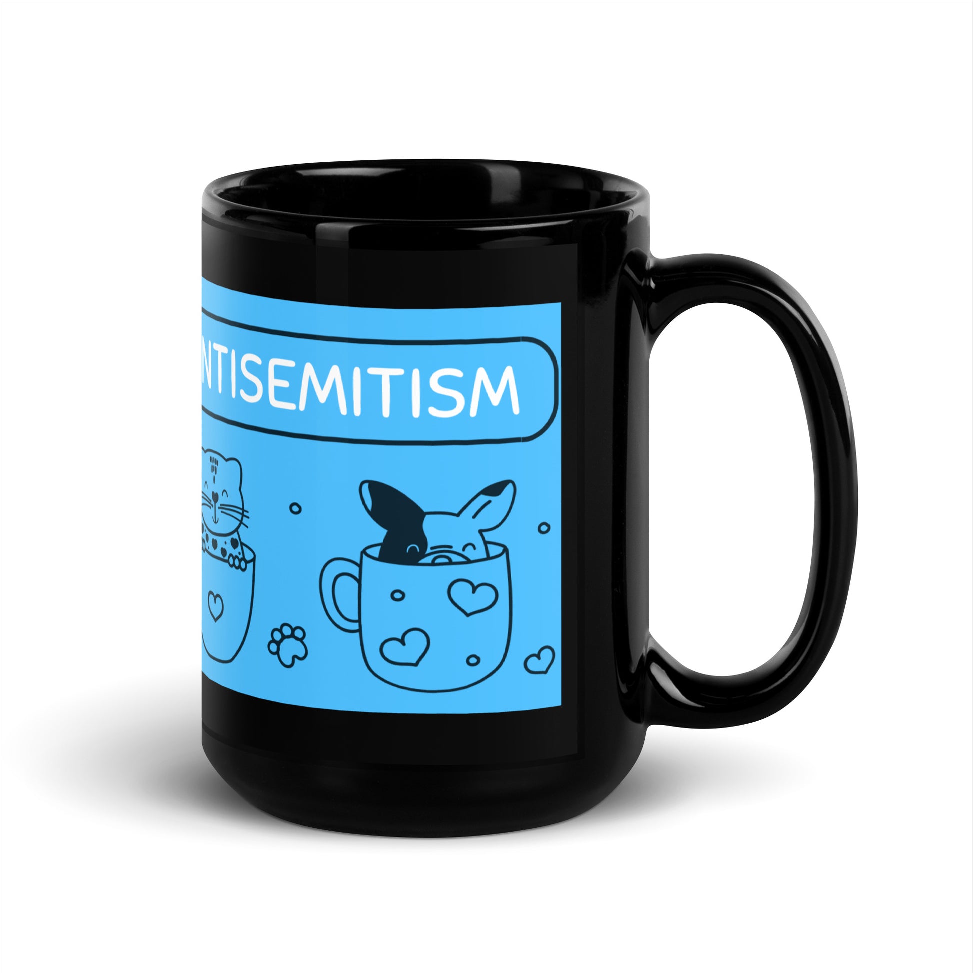 Cute Doodle Pet | Black Glossy Mug