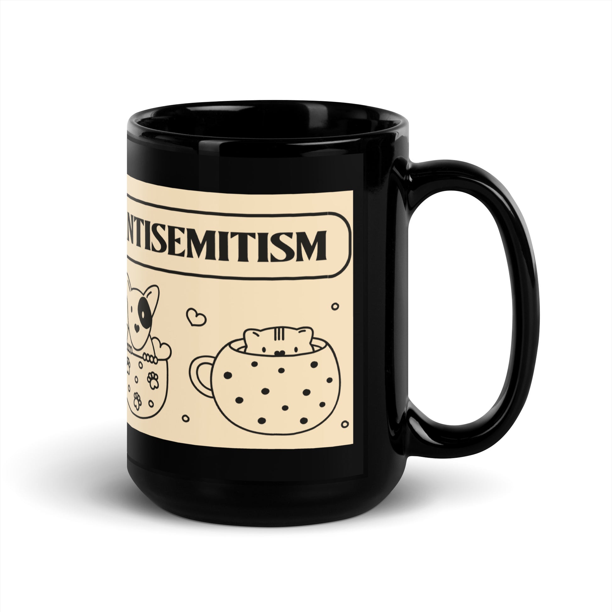 Cute Doodle Pet | Black Glossy Mug