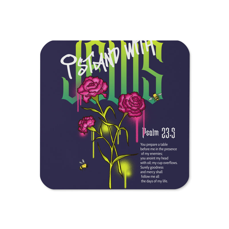 I Stand With Jews | Flower Christian Bible Verse | Cork-Back Coaster