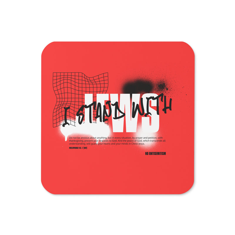 I Stand With Jews Graffiti Bible Verse | Cork-Back Coaster