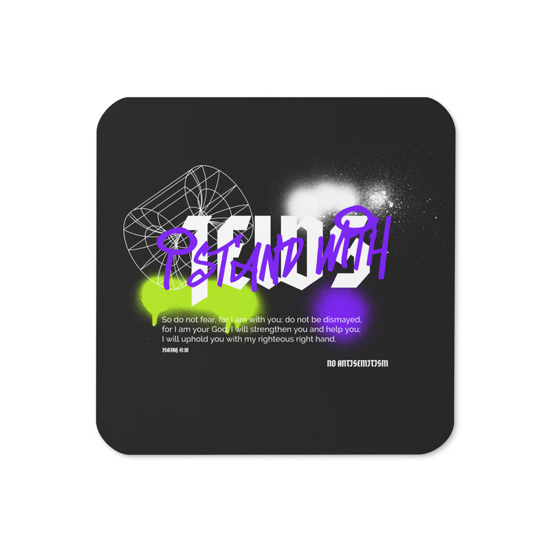 I Stand With Jews Graffiti Bible Verse | Cork-Back Coaster