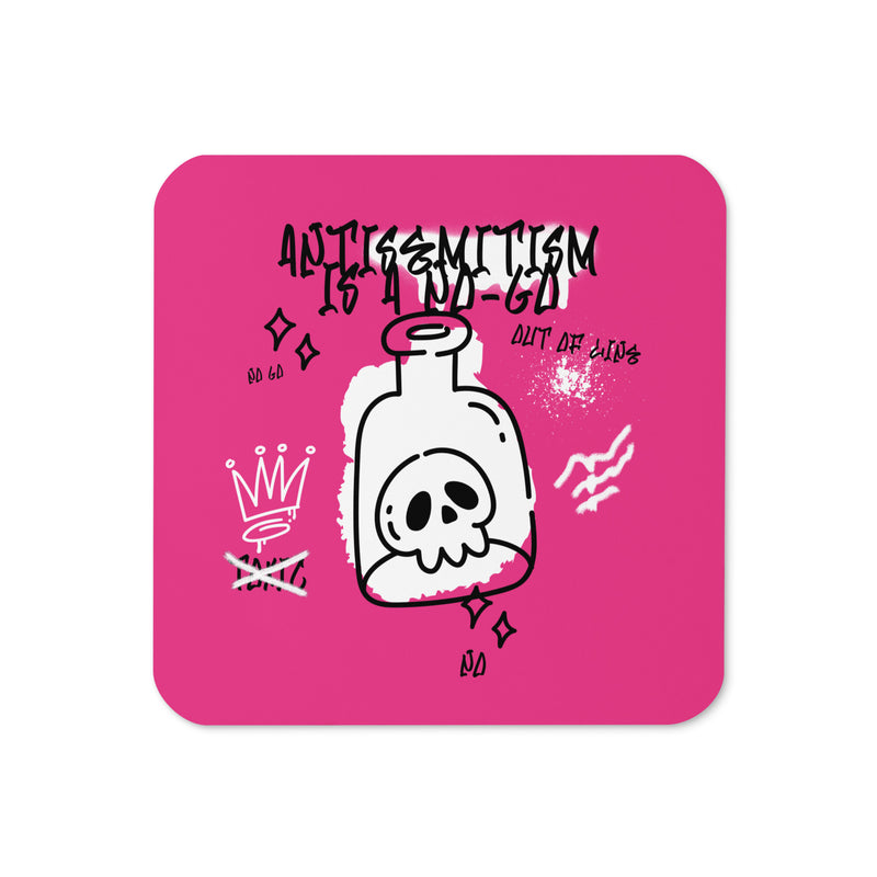 No Go Graffiti Doodle | Antisemitism | Cork-Back Coaster