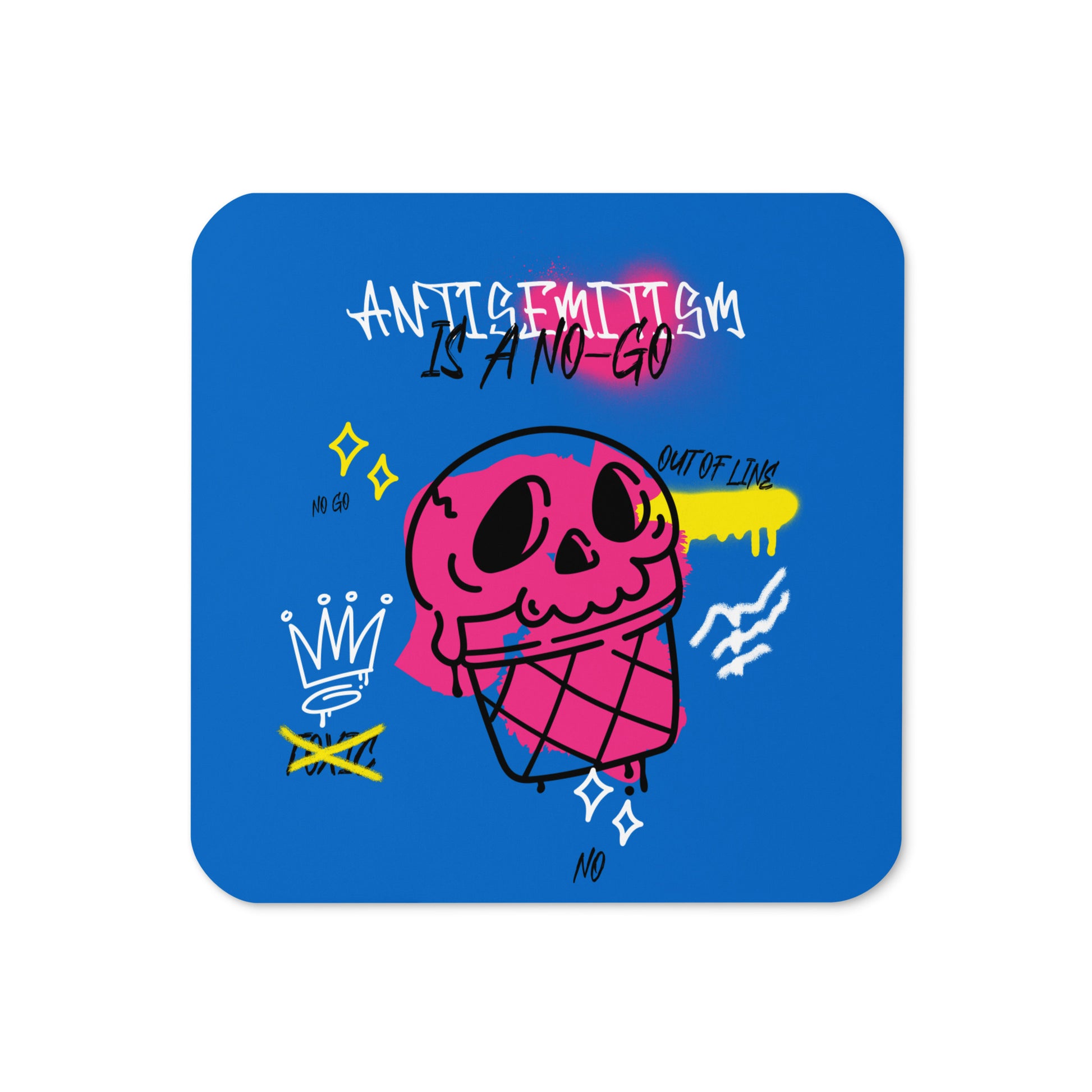 No Go Graffiti Doodle | Antisemitism | Cork-Back Coaster