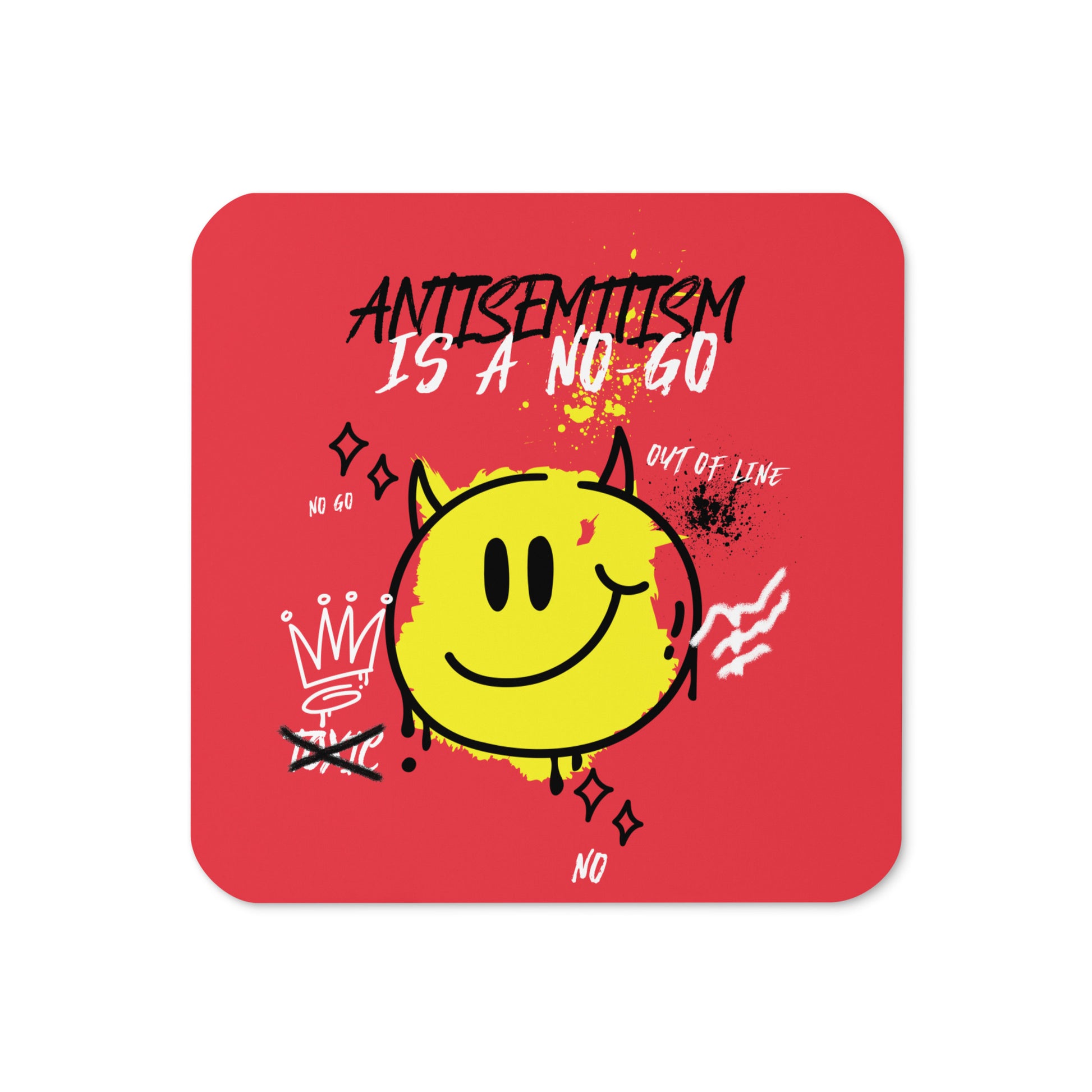 No Go Graffiti Doodle | Antisemitism | Cork-Back Coaster