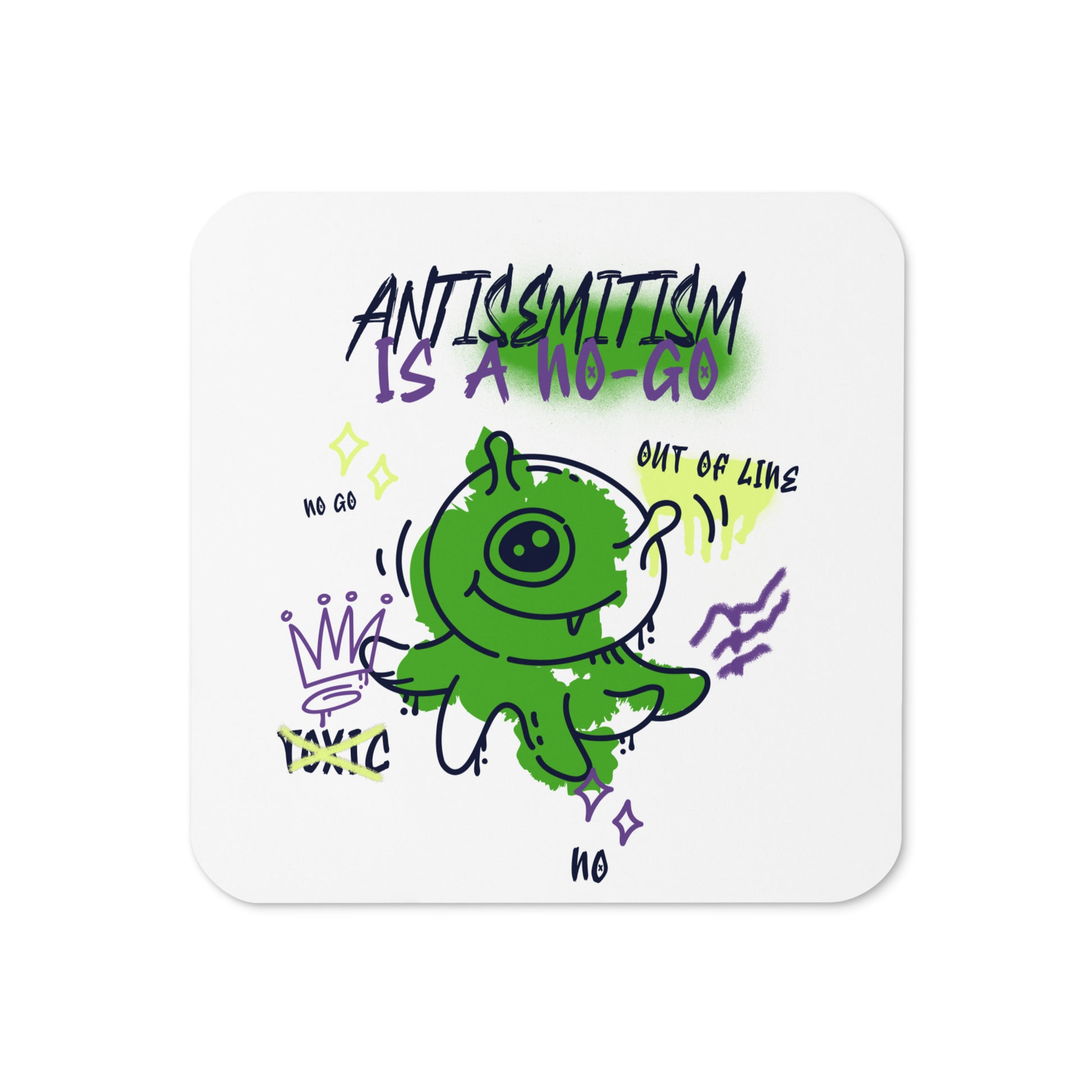 No Go Graffiti Doodle | Antisemitism | Cork-Back Coaster