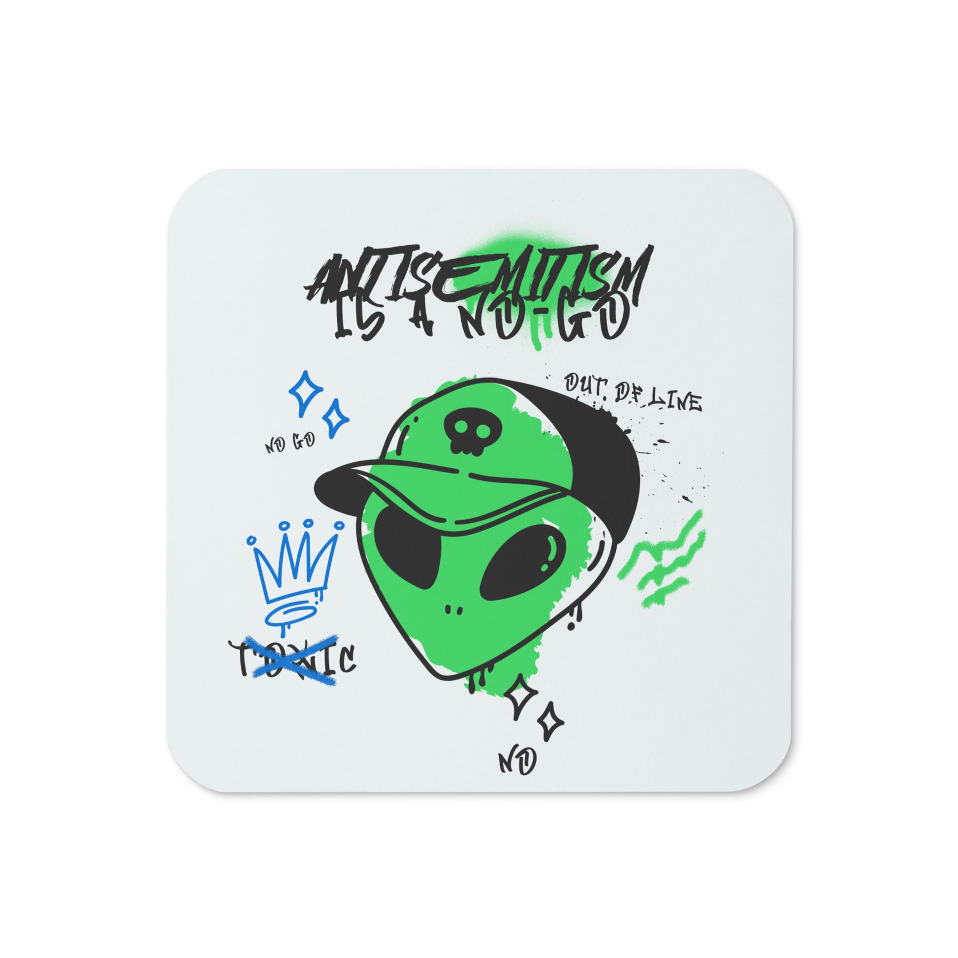 No Go Graffiti Doodle | Antisemitism | Cork-Back Coaster