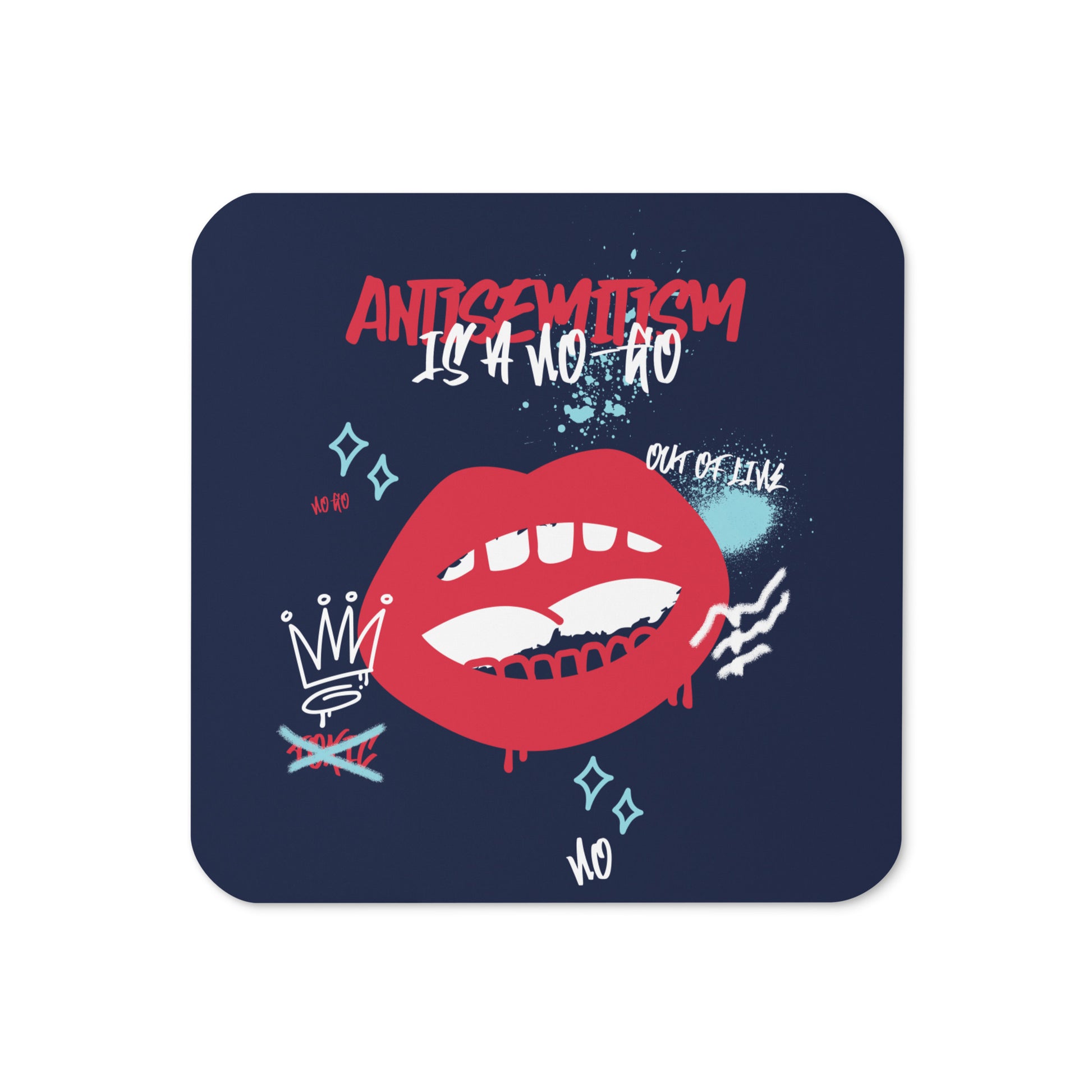 No Go Graffiti Doodle | Antisemitism | Cork-Back Coaster