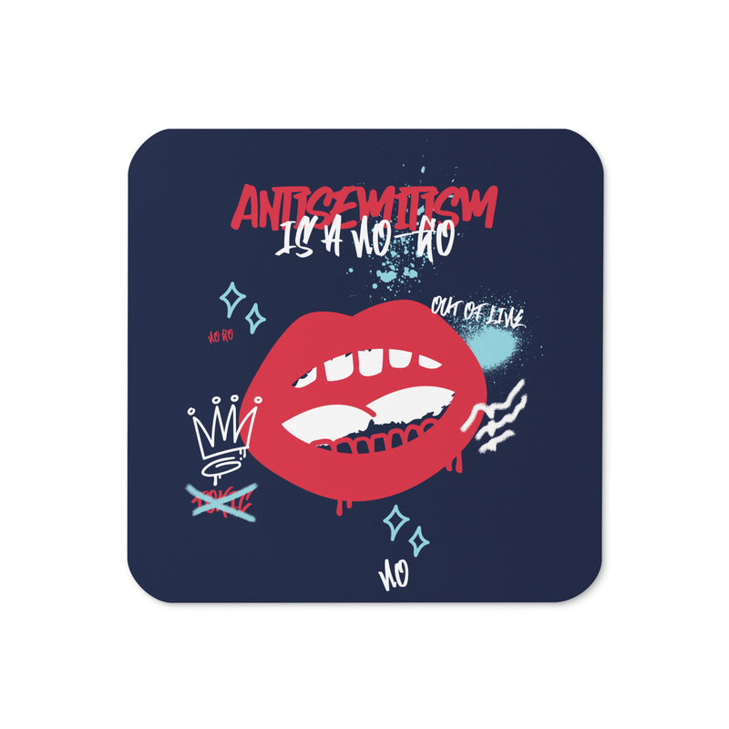 No Go Graffiti Doodle | Antisemitism | Cork-Back Coaster