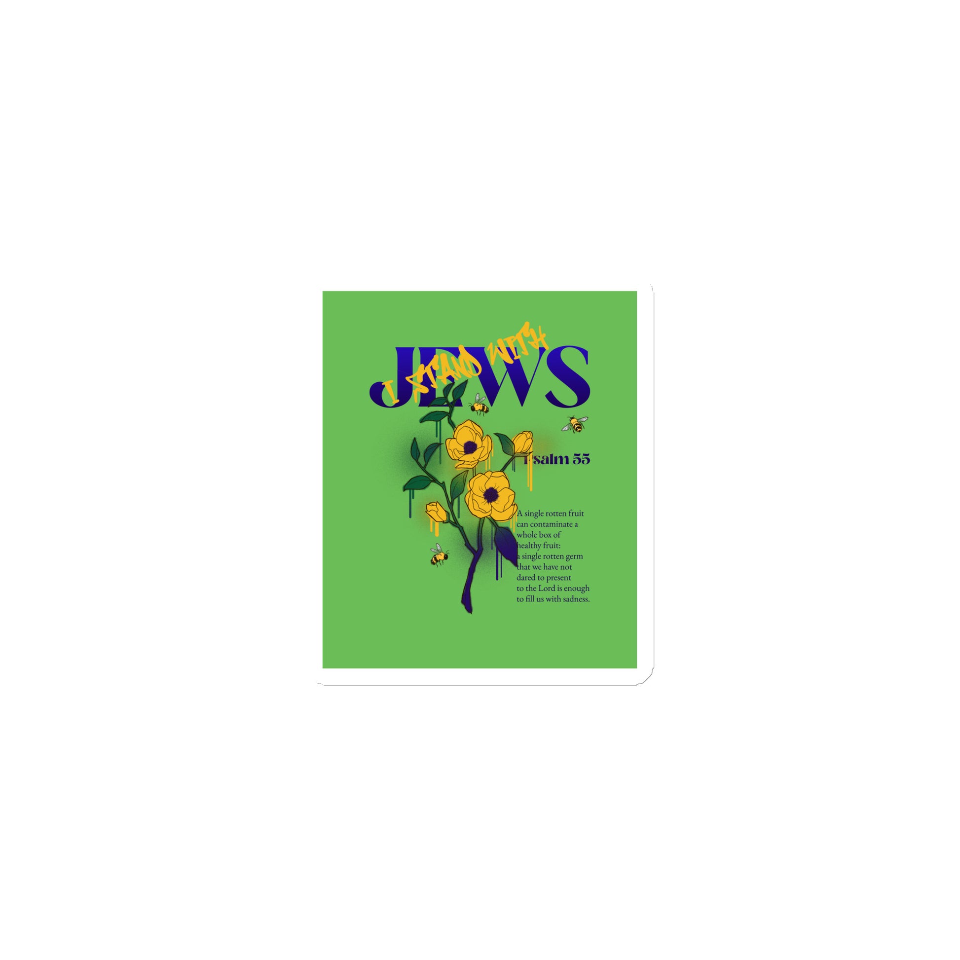 I Stand With Jews | Flower Christian Bible Verse | Die-Cut Magnet