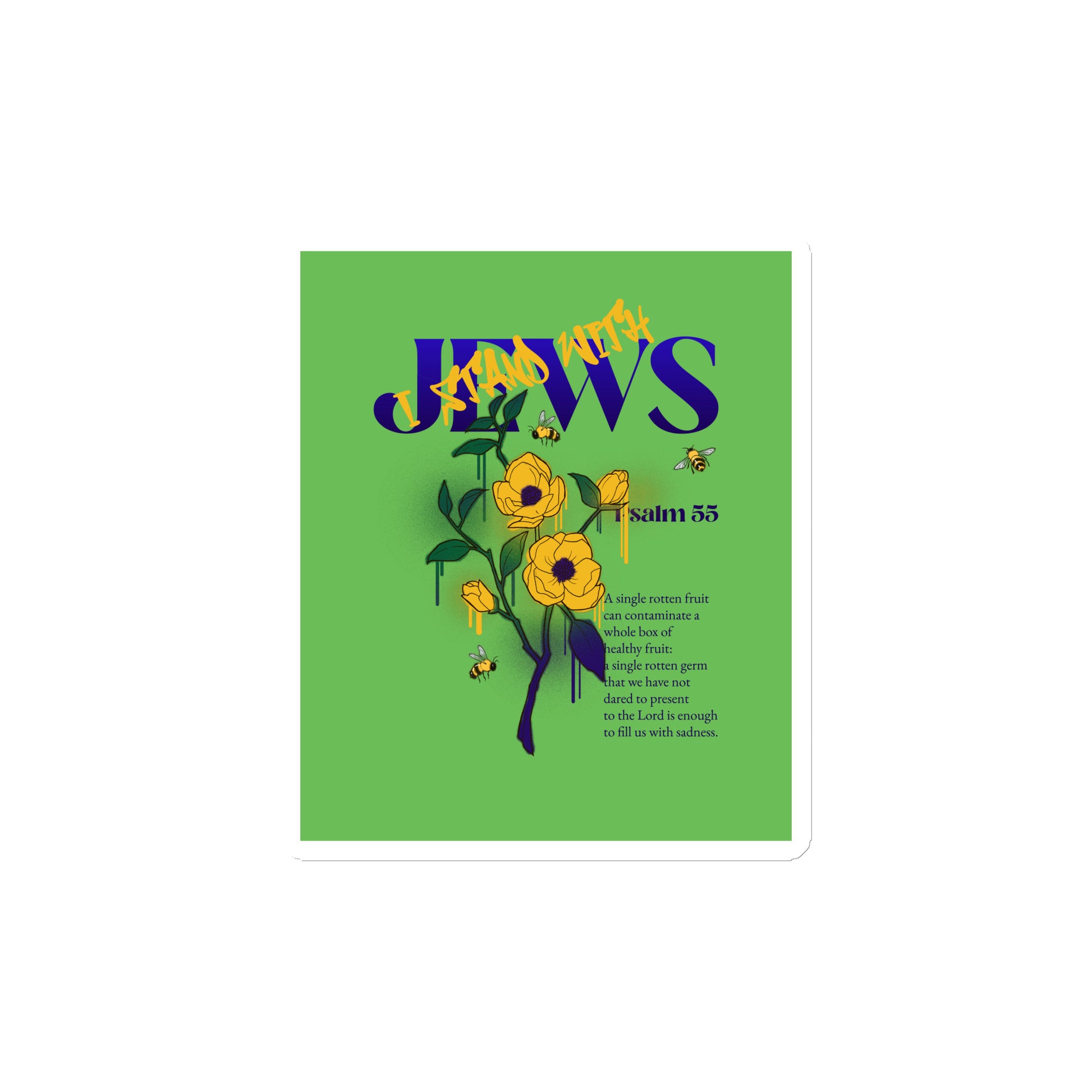 I Stand With Jews | Flower Christian Bible Verse | Die-Cut Magnet