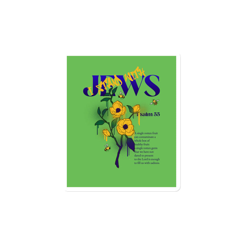 I Stand With Jews | Flower Christian Bible Verse | Die-Cut Magnet