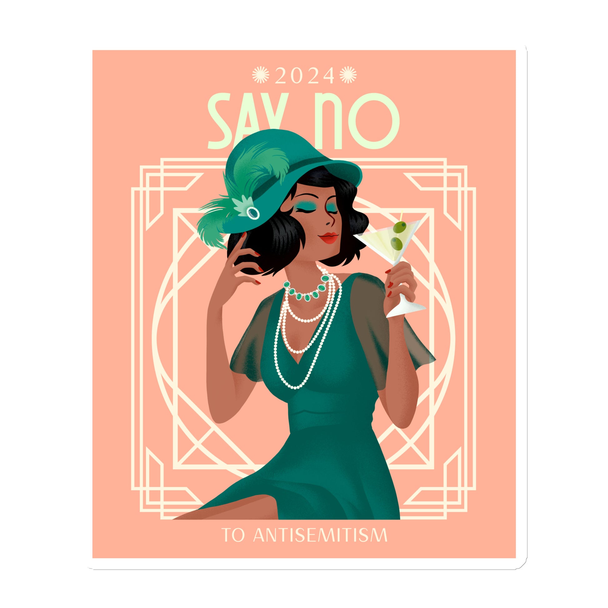 Art Deco Love Story | No Antisemitism | Die-Cut Magnet