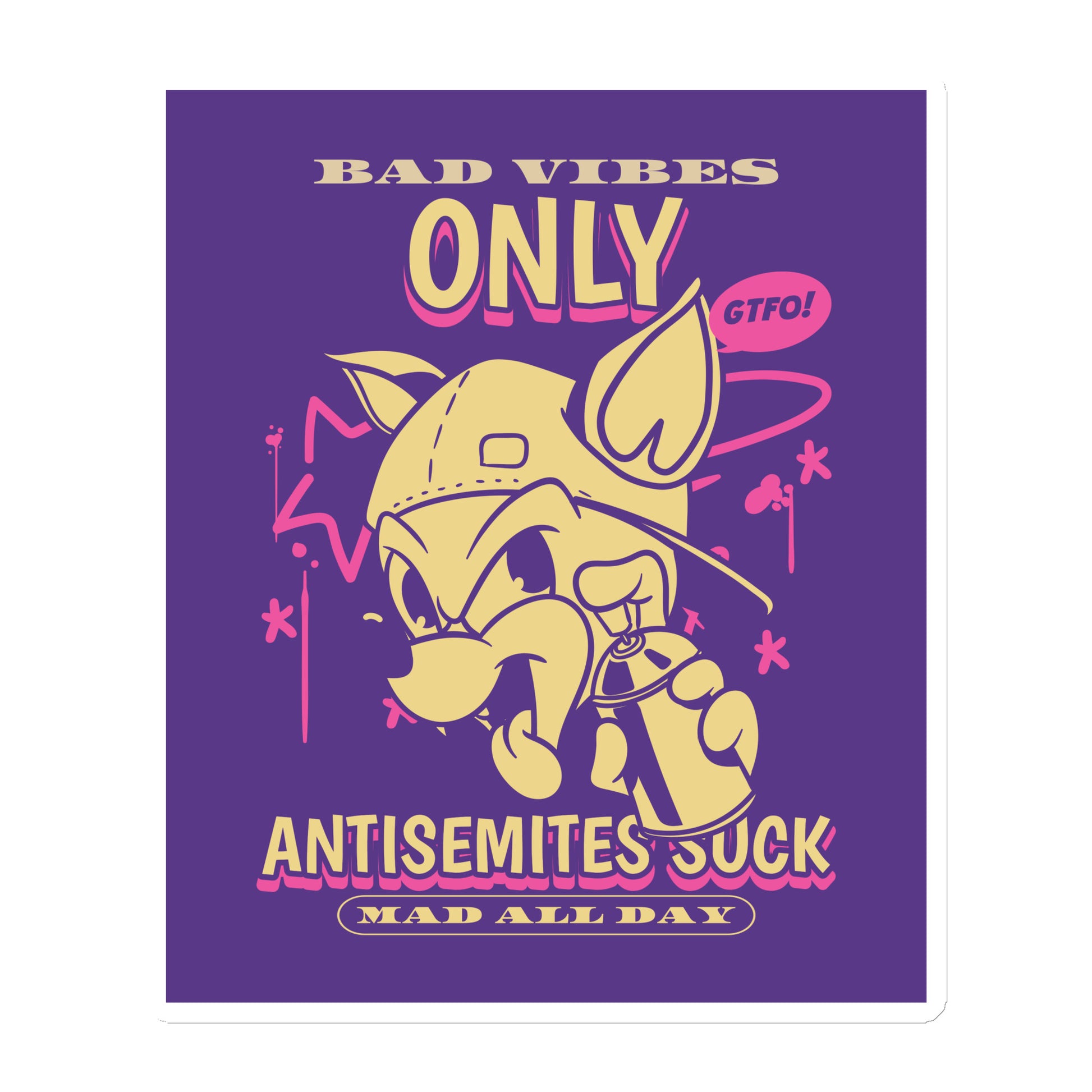 Streetart Graffiti Cartoon | Antisemitism | Die-Cut Magnet