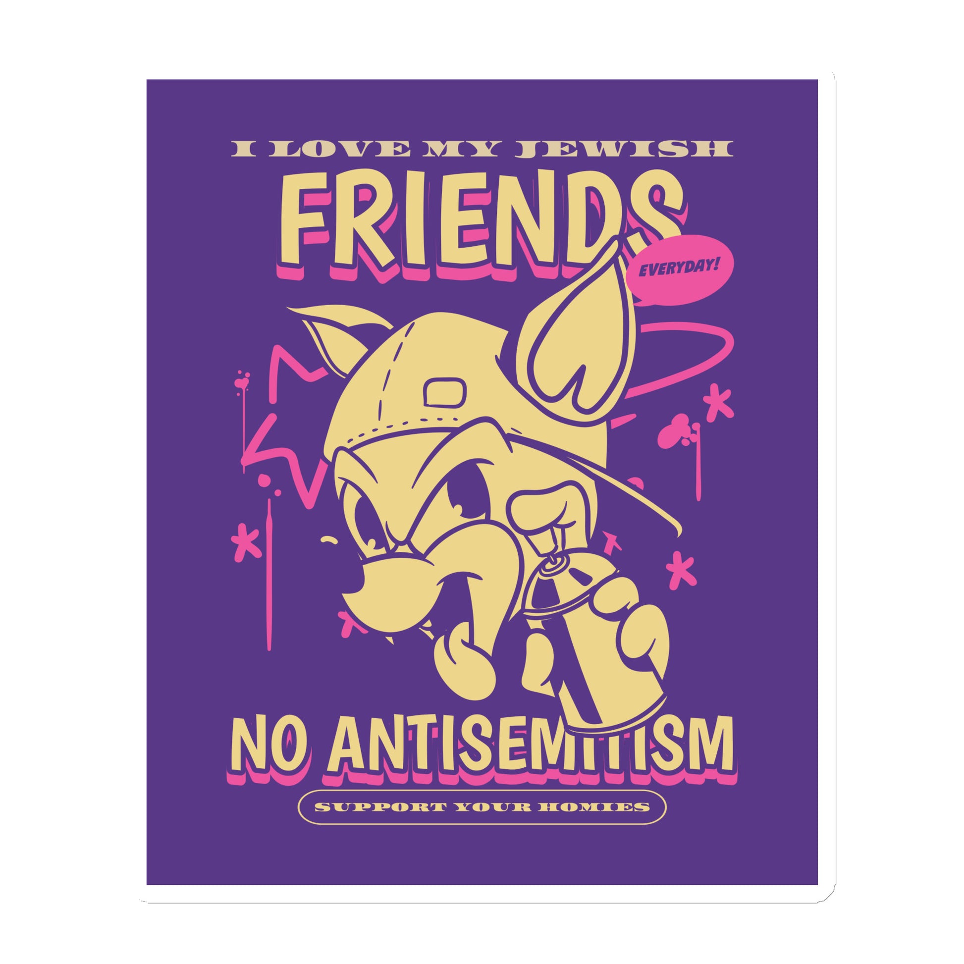 Streetart Graffiti Cartoon | Antisemitism | Die-Cut Magnet