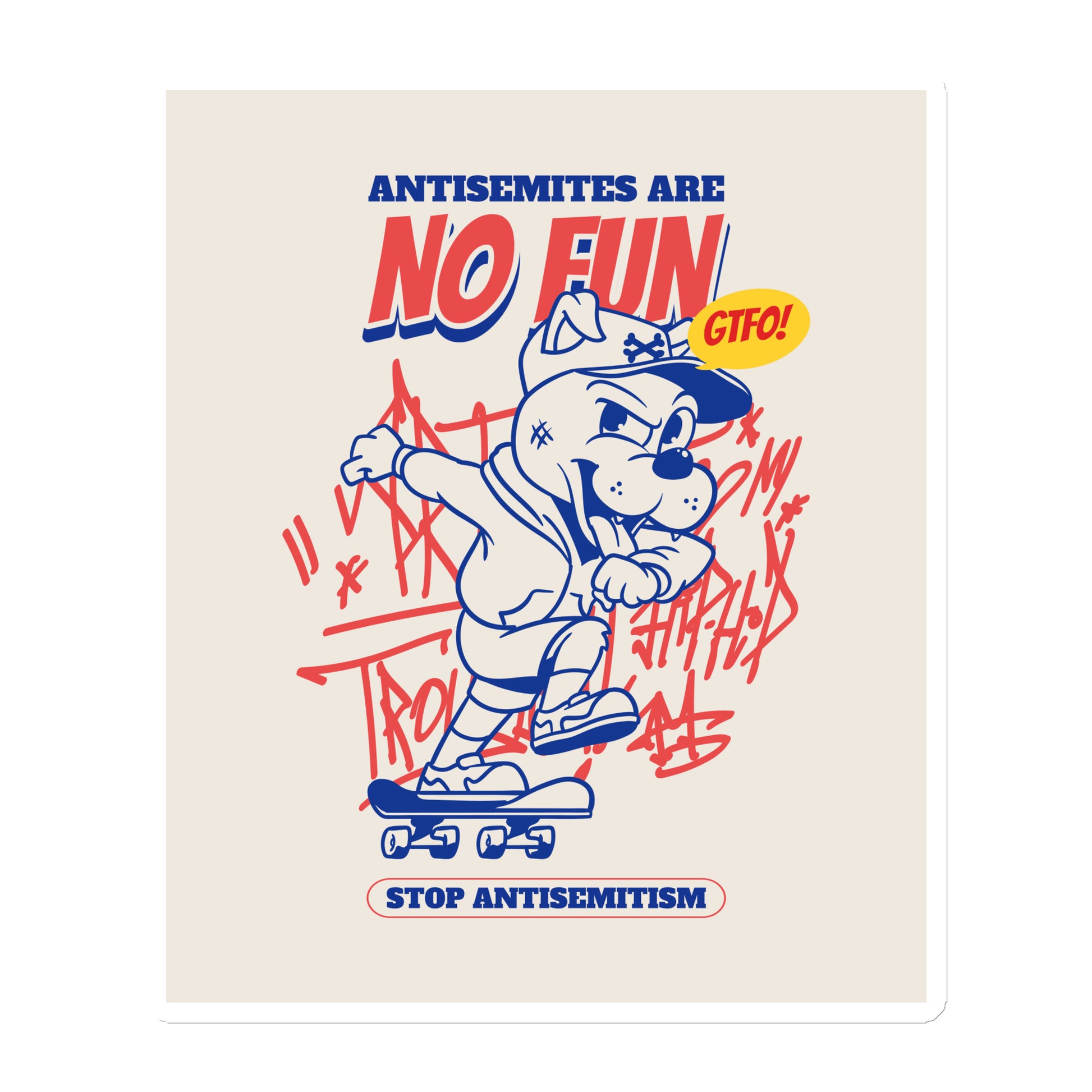 Streetart Graffiti Cartoon | Antisemitism | Die-Cut Magnet
