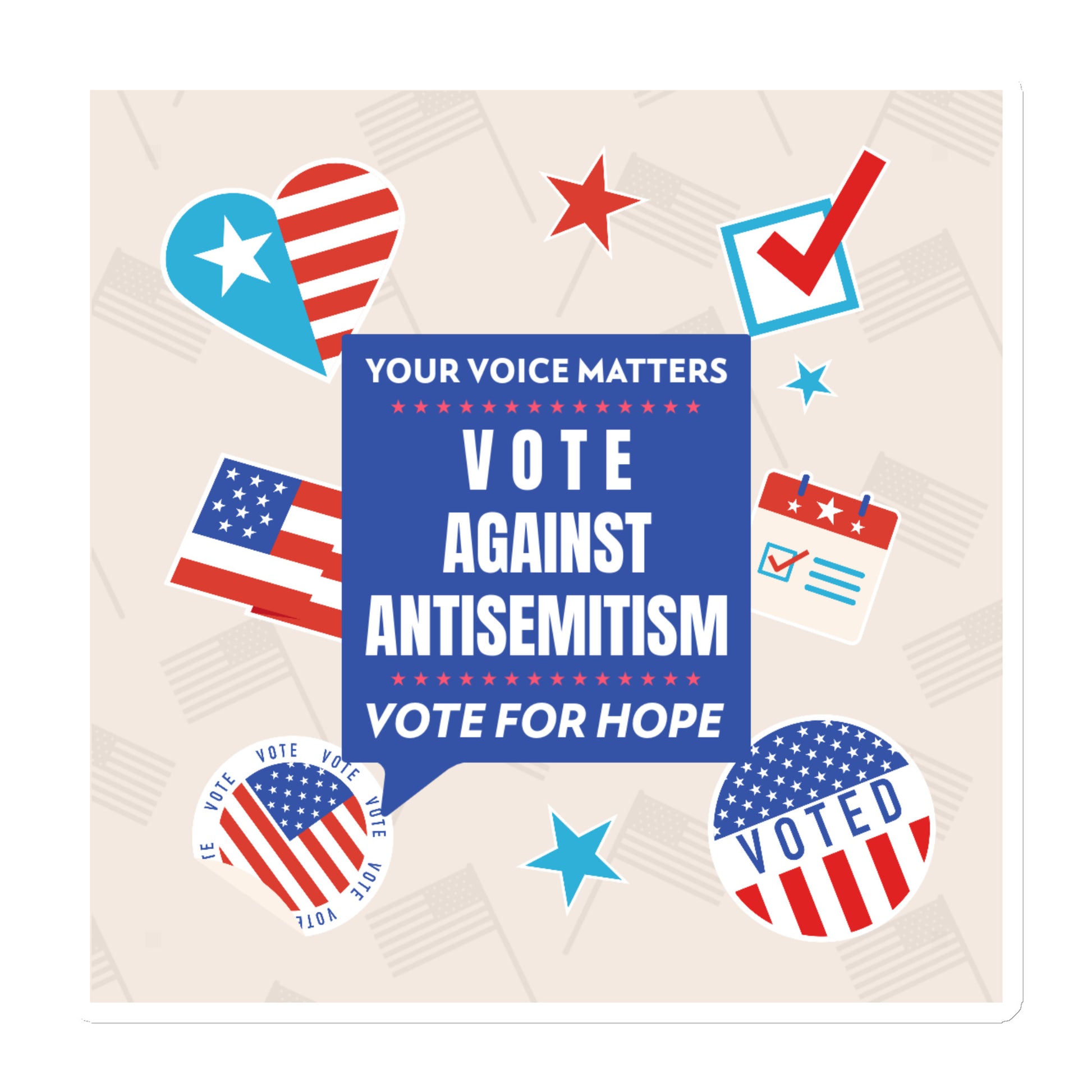 Vote Against Antisemitism | Die-Cut Magnet