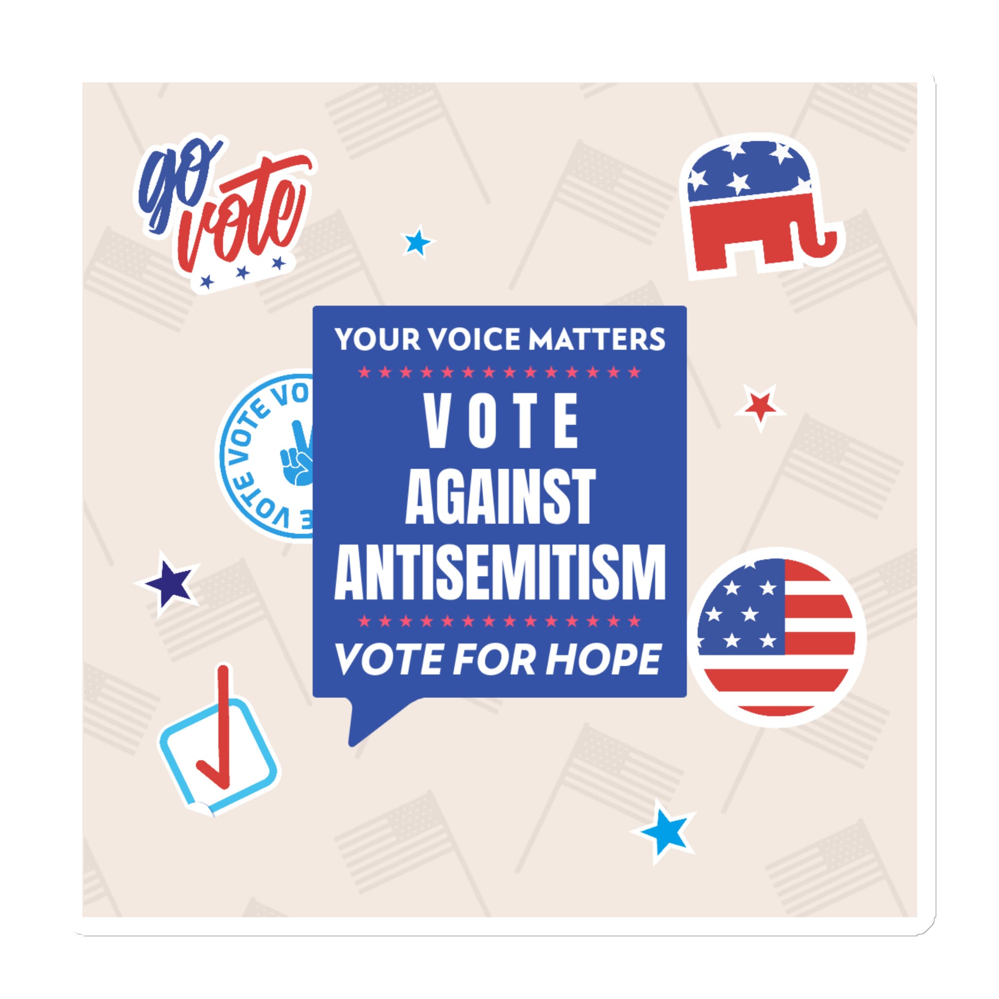 Vote Against Antisemitism | Die-Cut Magnet