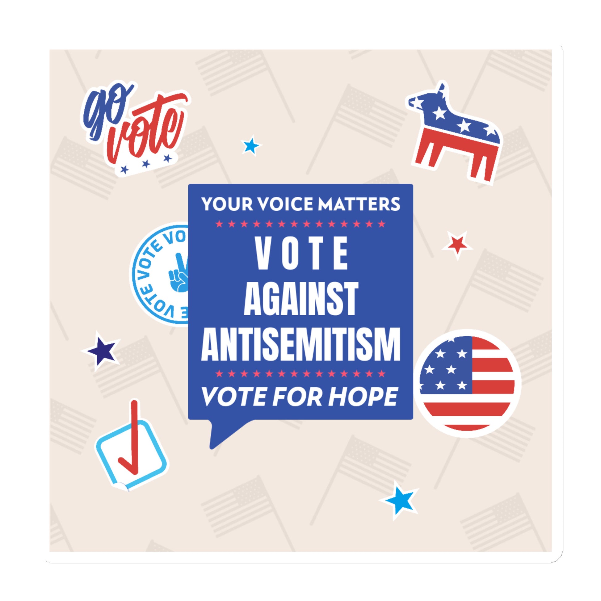 Vote Against Antisemitism | Die-Cut Magnet