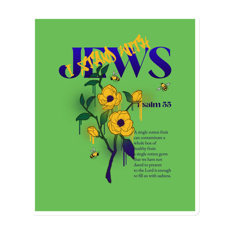 I Stand With Jews | Flower Christian Bible Verse | Die-Cut Magnet
