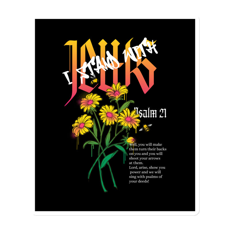 I Stand With Jews | Flower Christian Bible Verse | Die-Cut Magnet