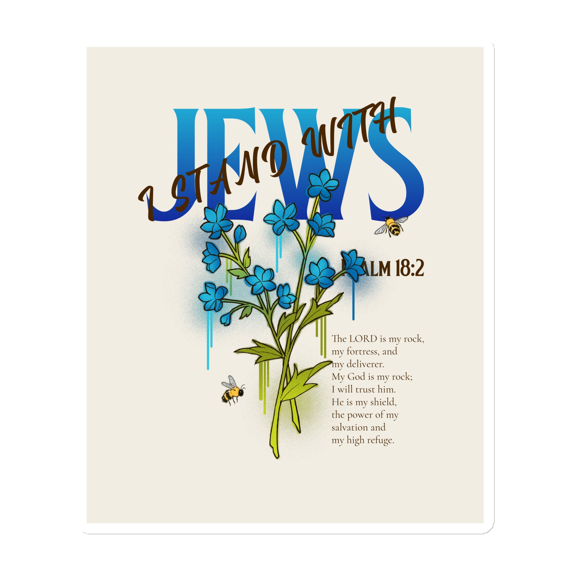 I Stand With Jews | Flower Christian Bible Verse | Die-Cut Magnet