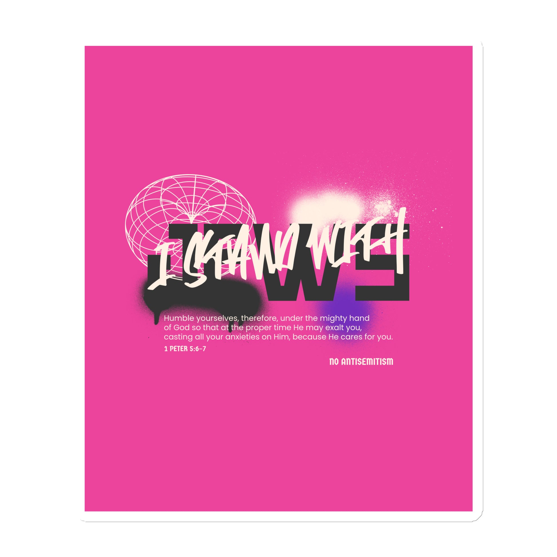 I Stand With Jews Graffiti Bible Verse | Die-Cut Magnet