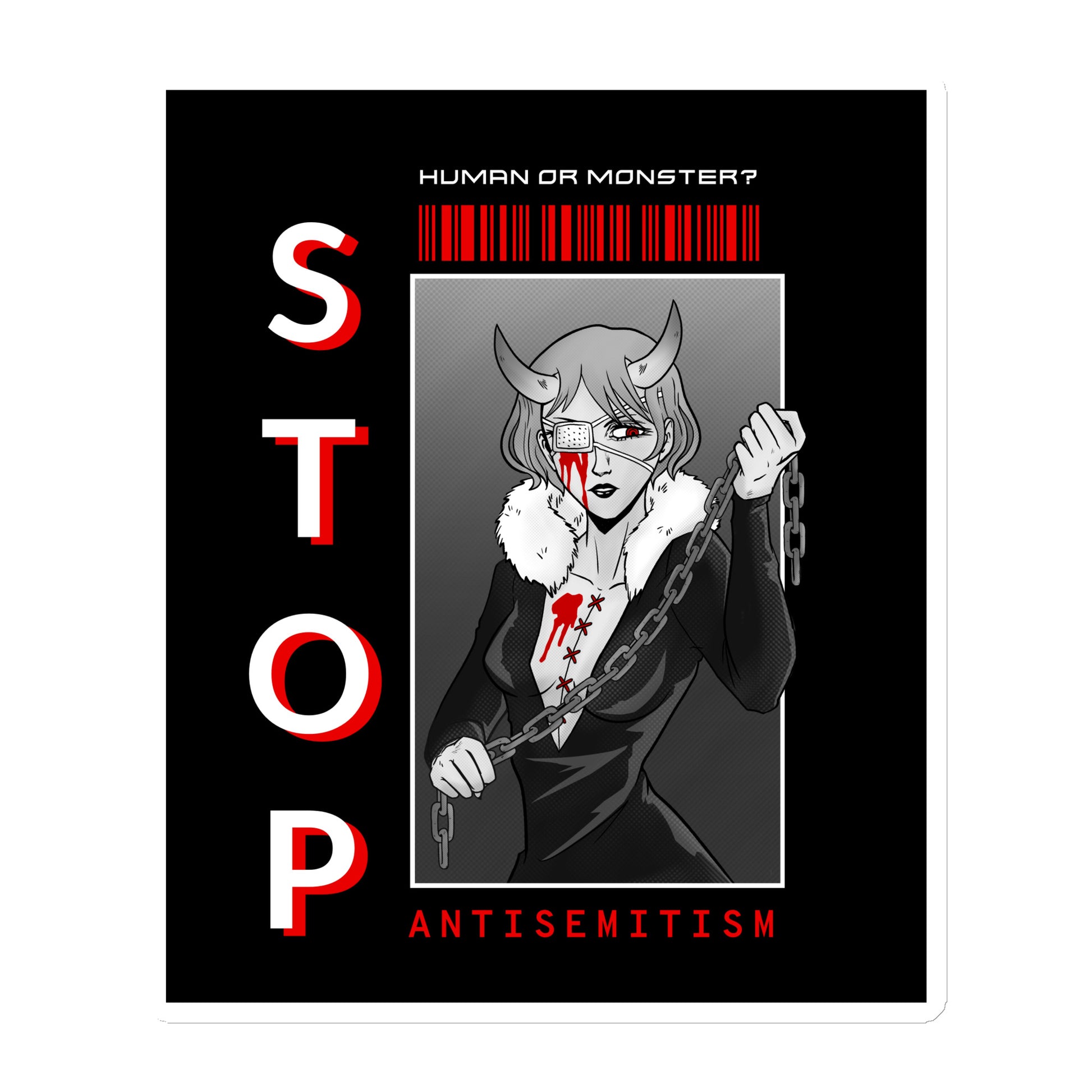 Human Or Monster | Antisemitism | Die-Cut Magnet