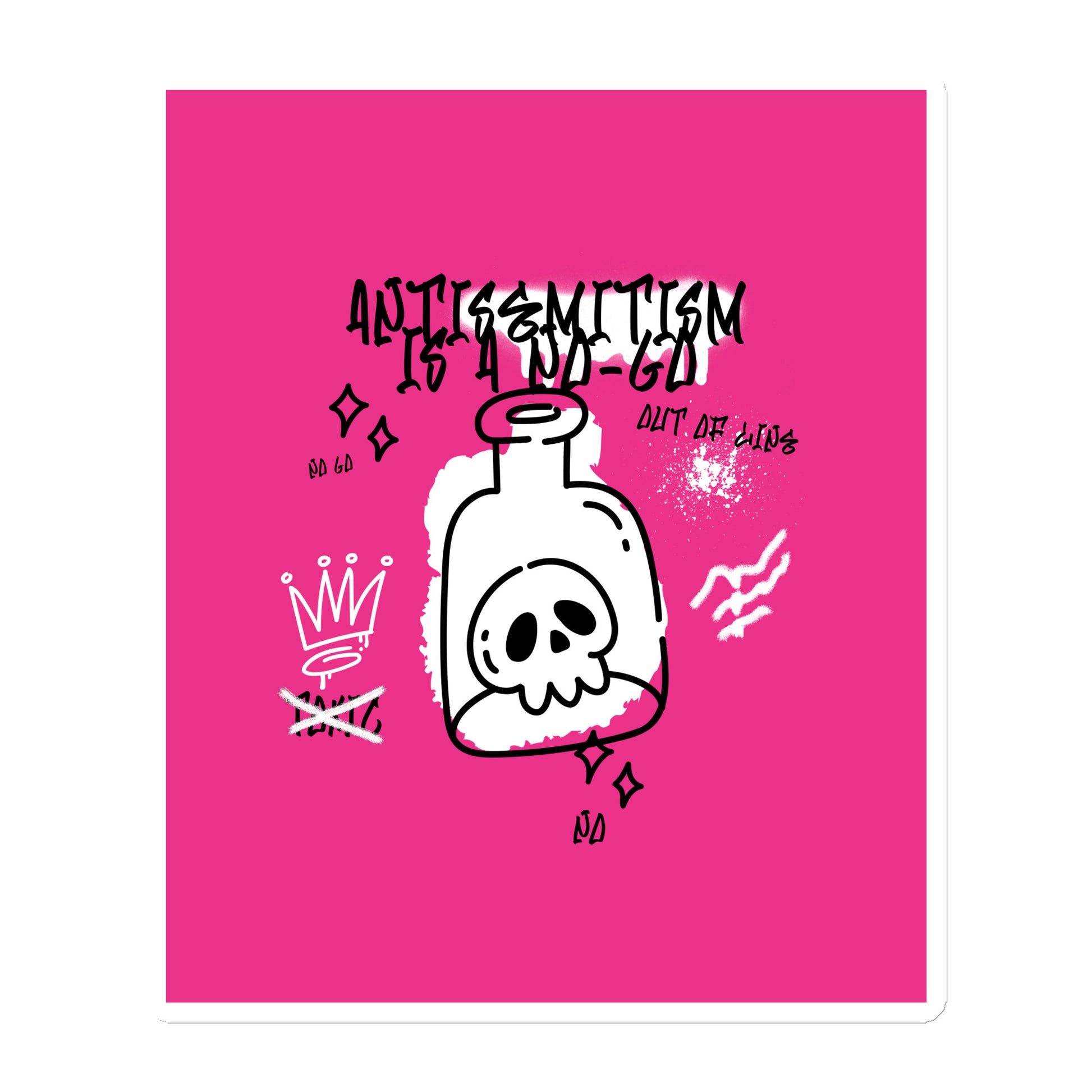 No Go Graffiti Doodle | Antisemitism | Die-Cut Magnet