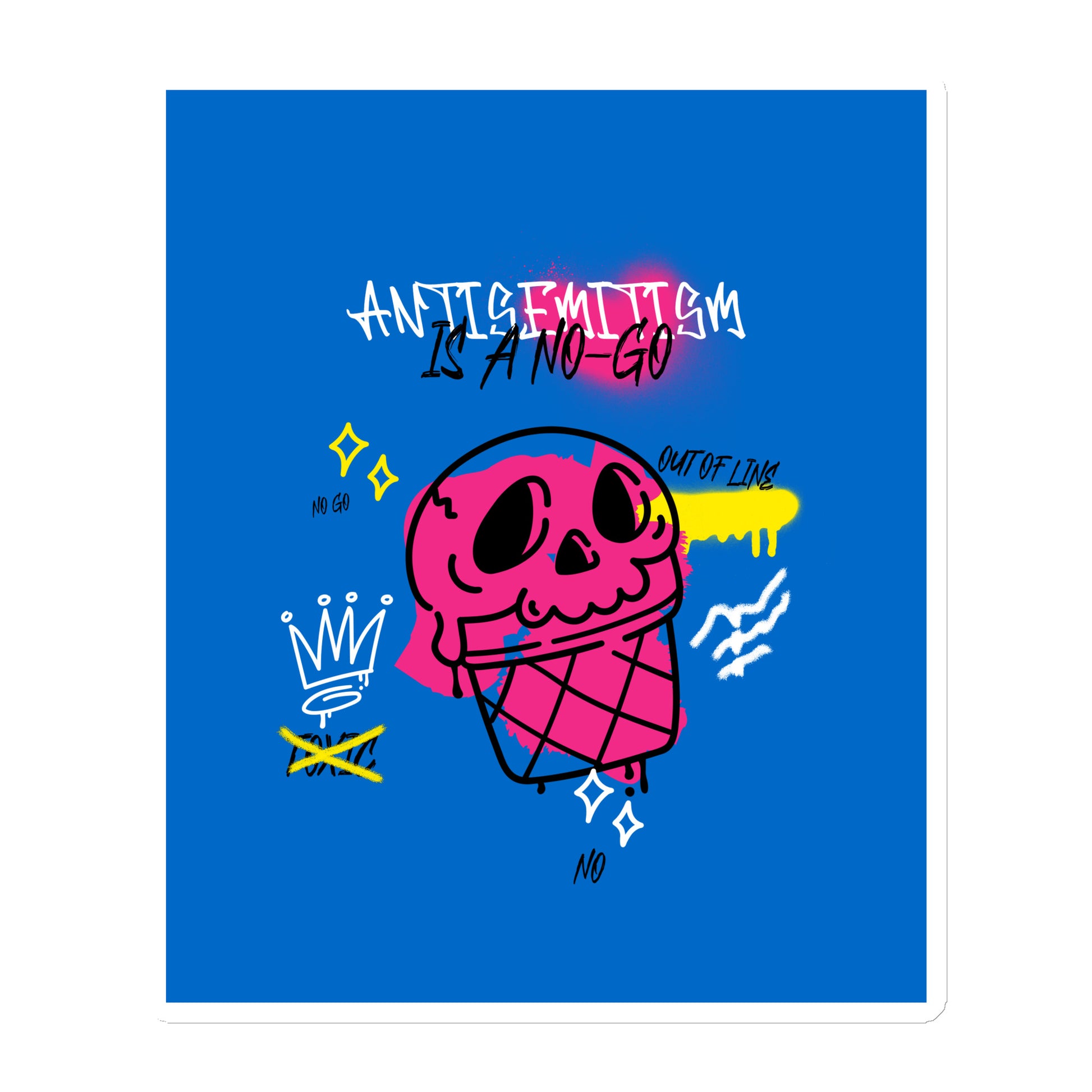 No Go Graffiti Doodle | Antisemitism | Die-Cut Magnet