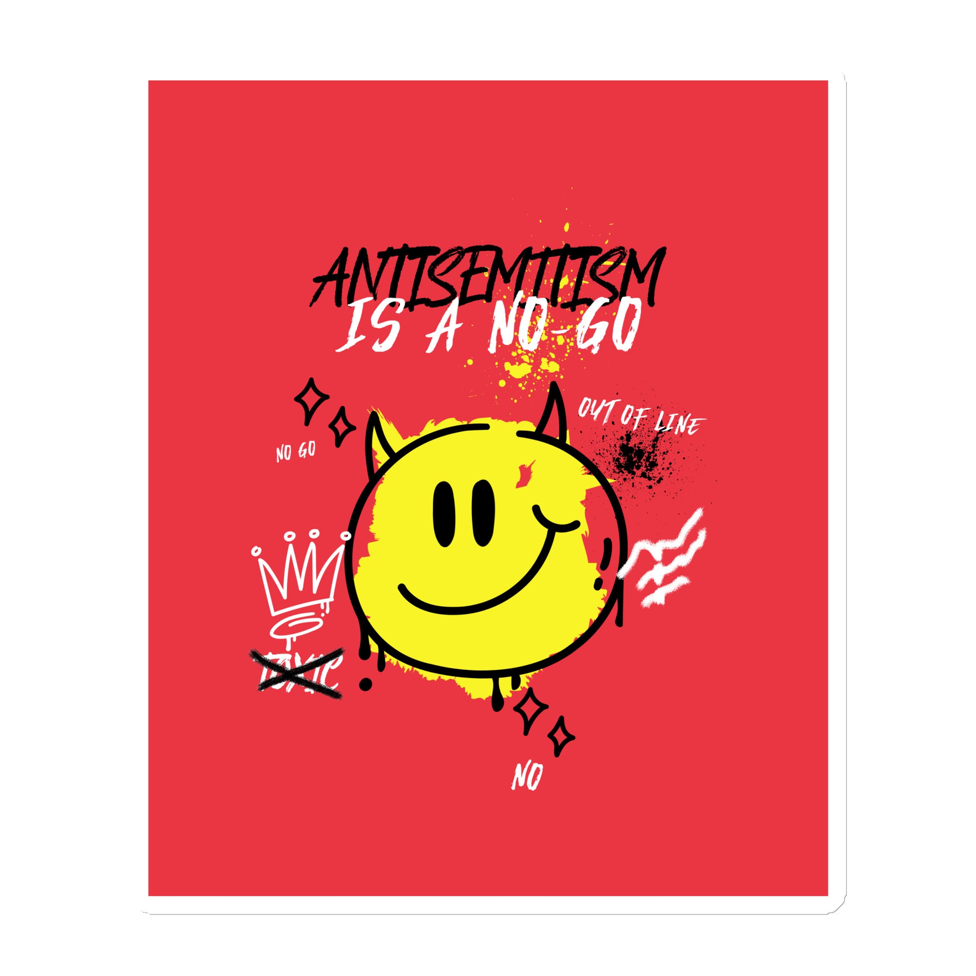No Go Graffiti Doodle | Antisemitism | Die-Cut Magnet